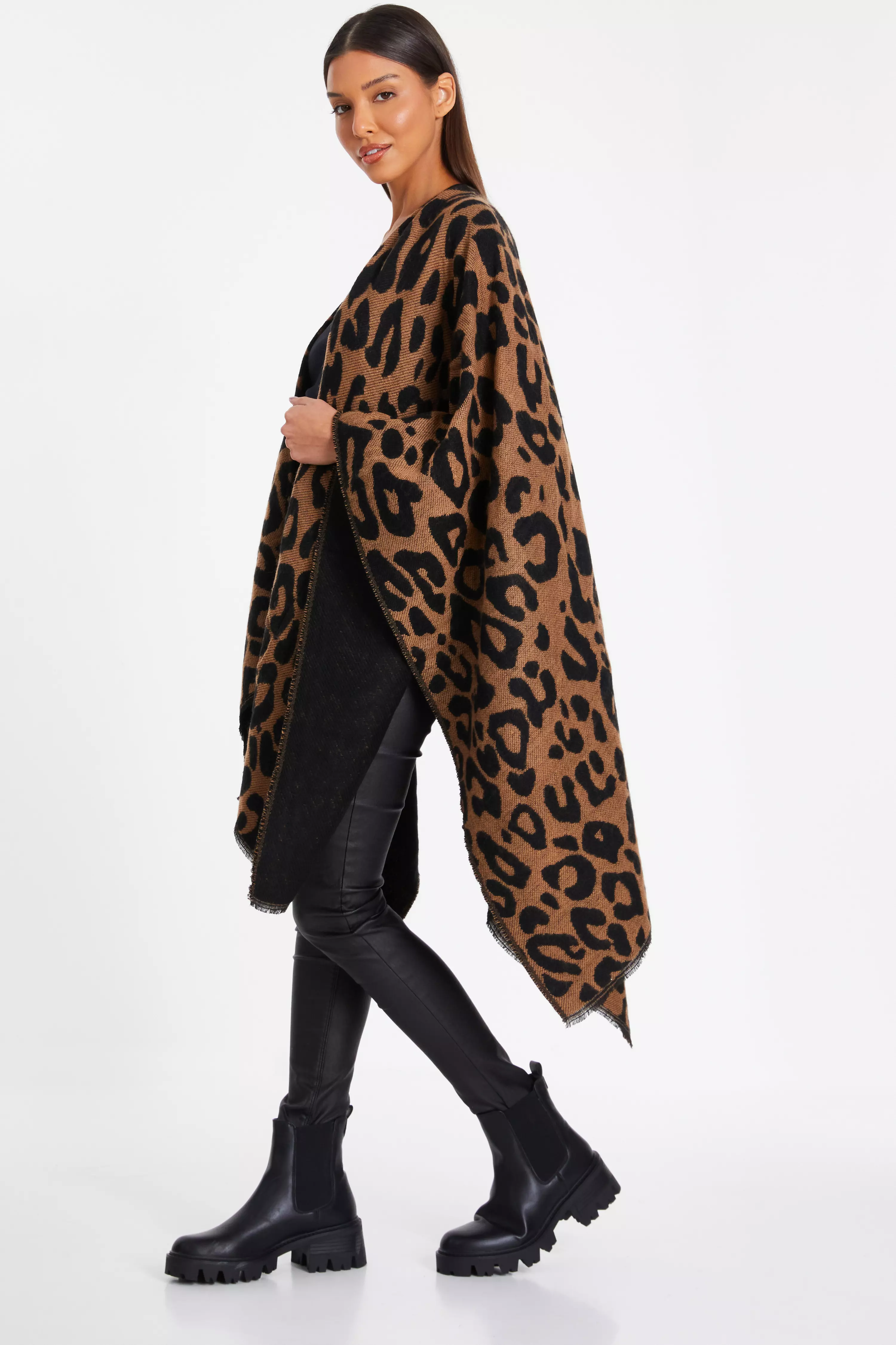 Brown Leopard Print Cape