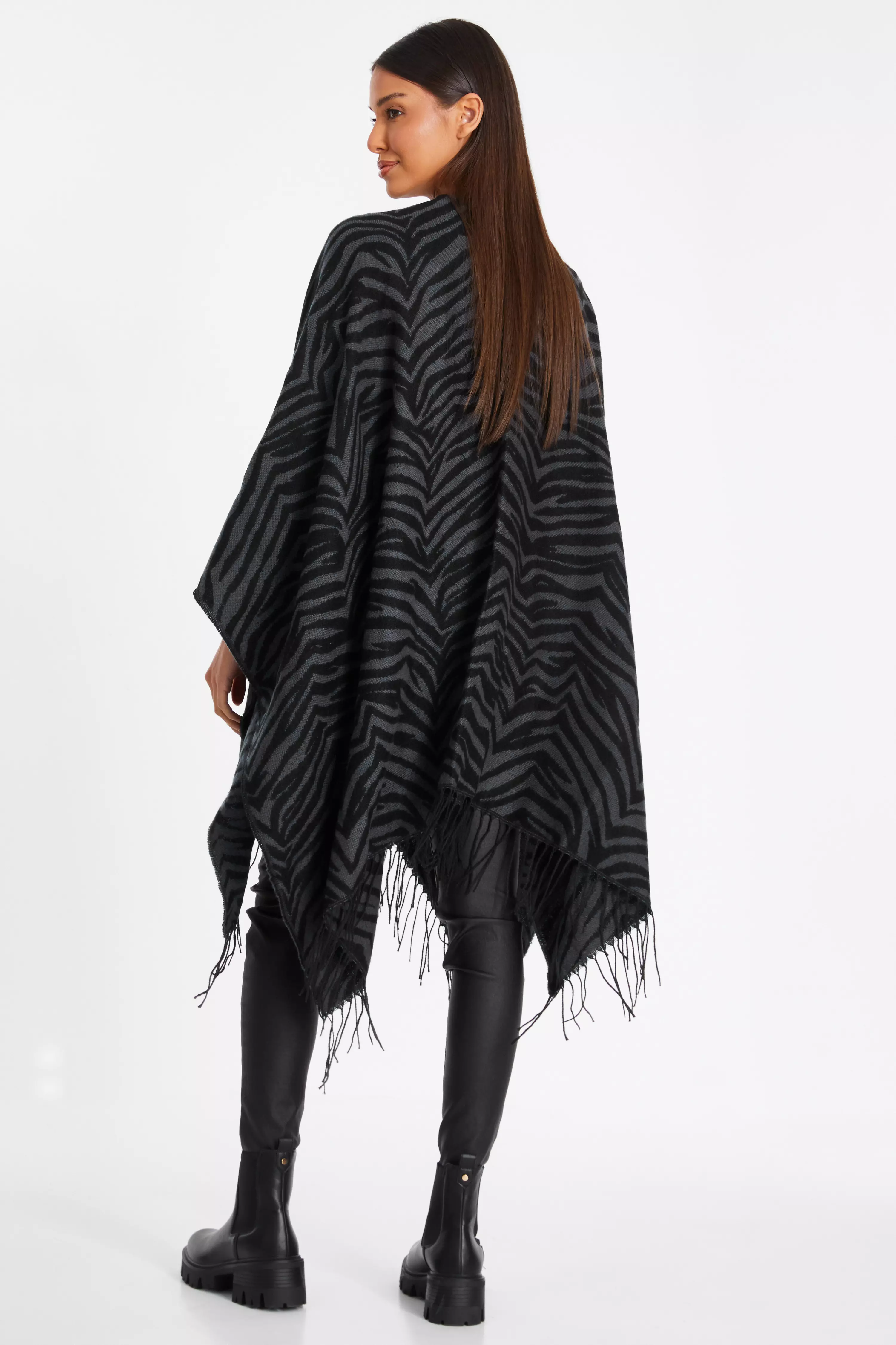 Grey Animal Print Cape