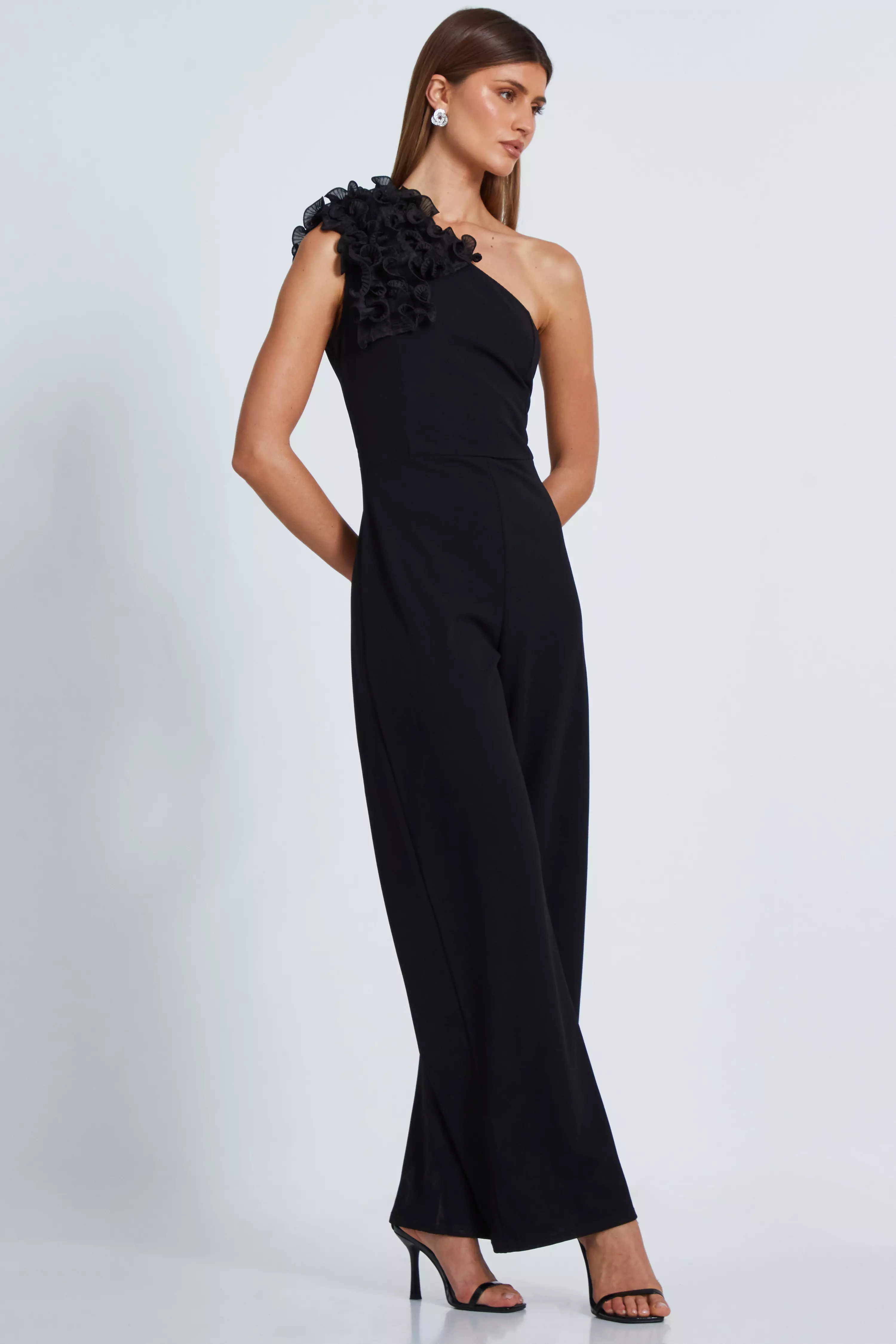 Black One Shoulder Palazzo Jumpsuit