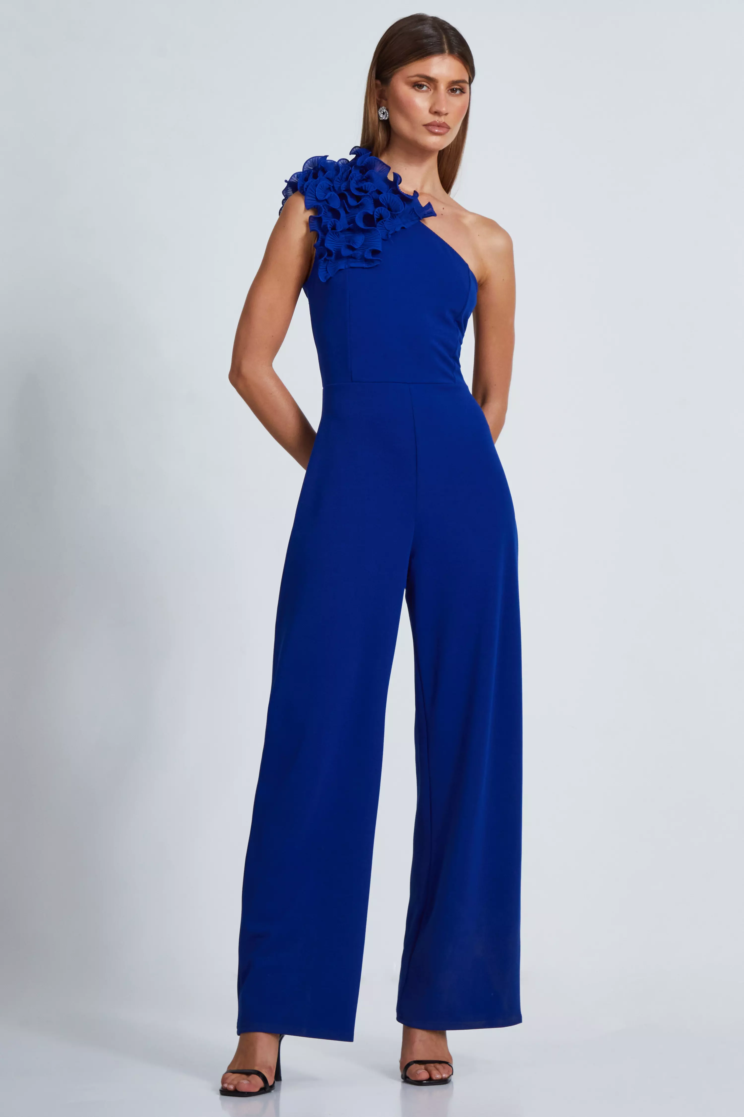 Royal Blue One Shoulder Palazzo Jumpsuit