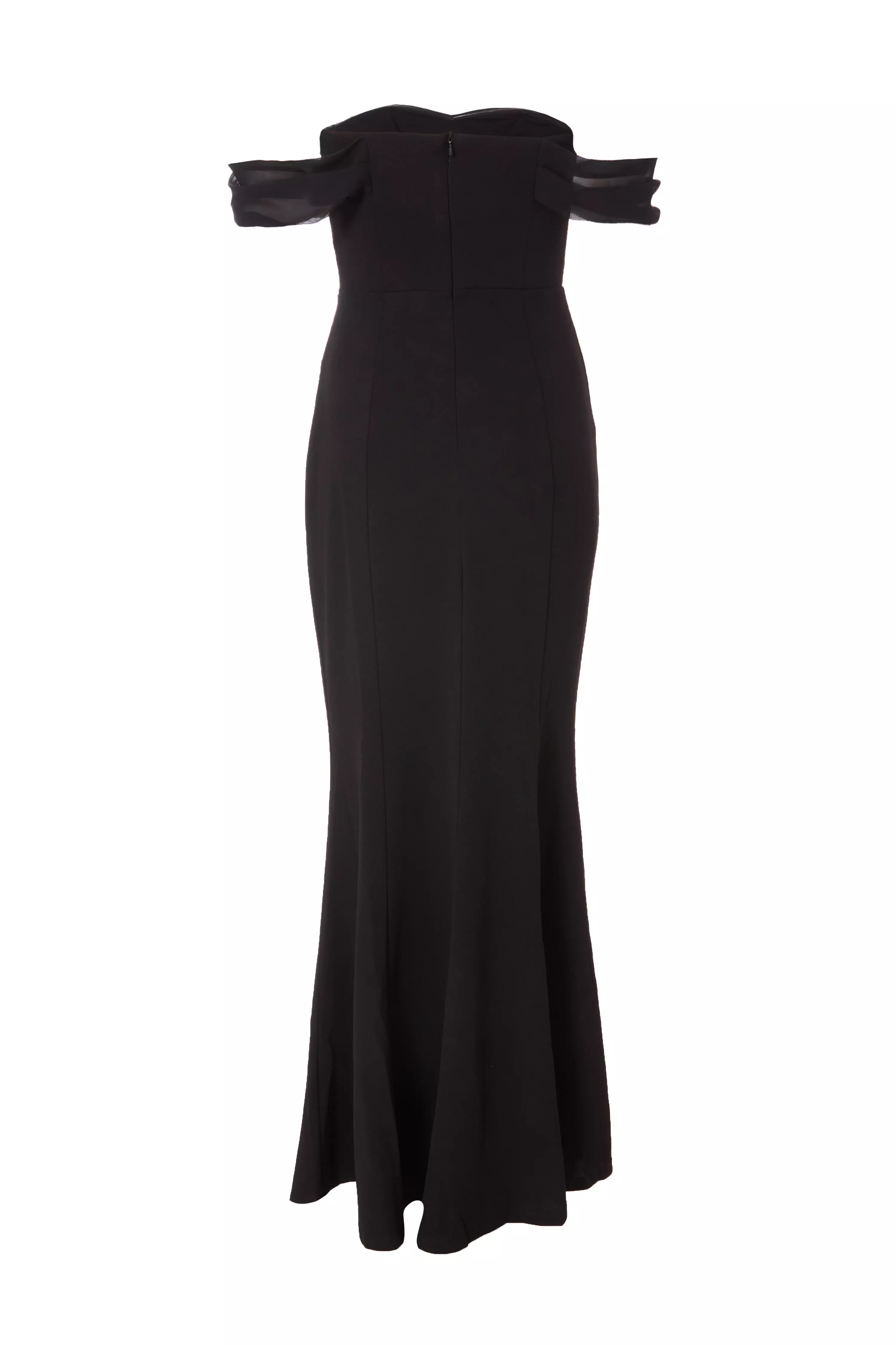 Black Chiffon Bardot Maxi Dress