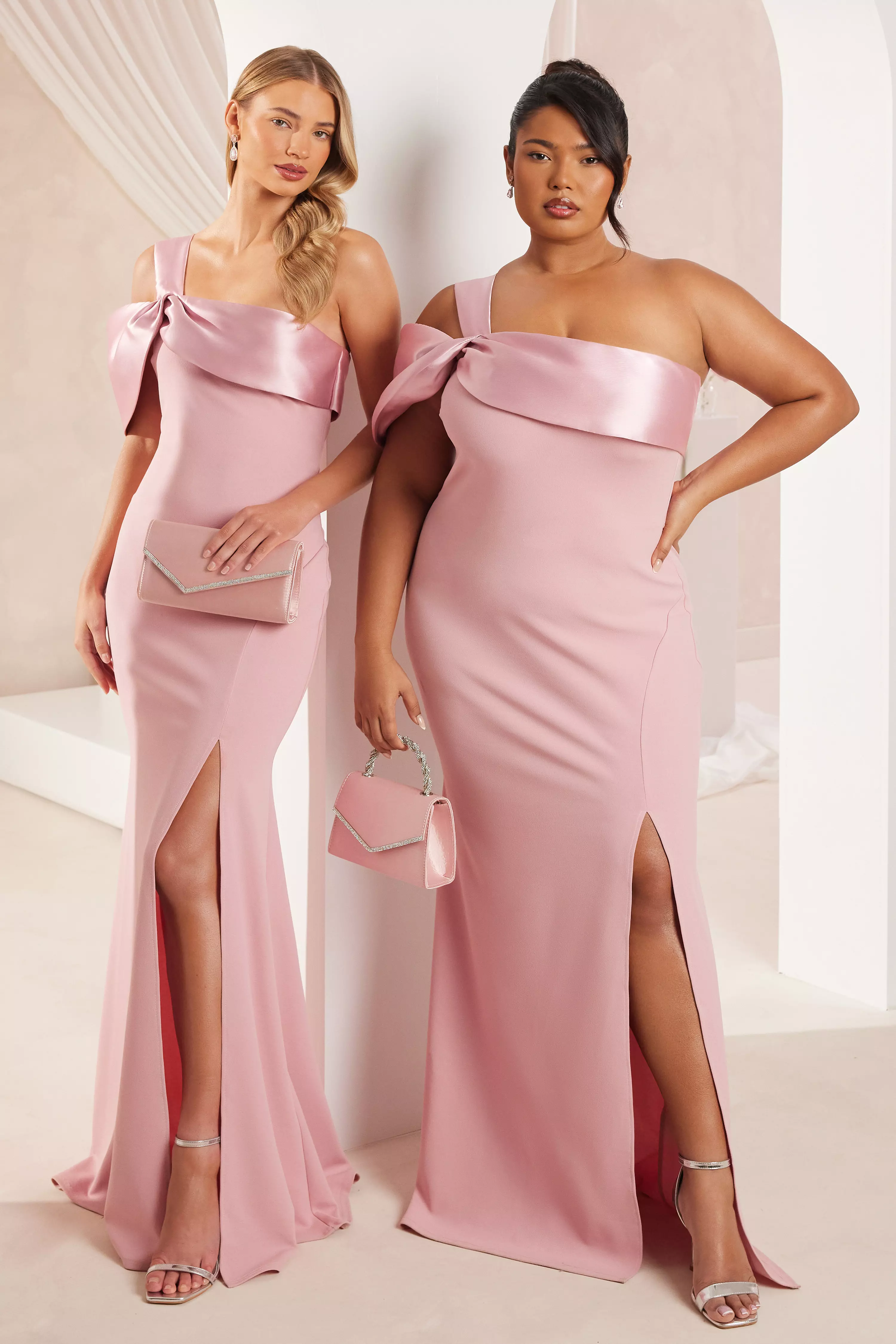 Blush One Shoulder Maxi Dress