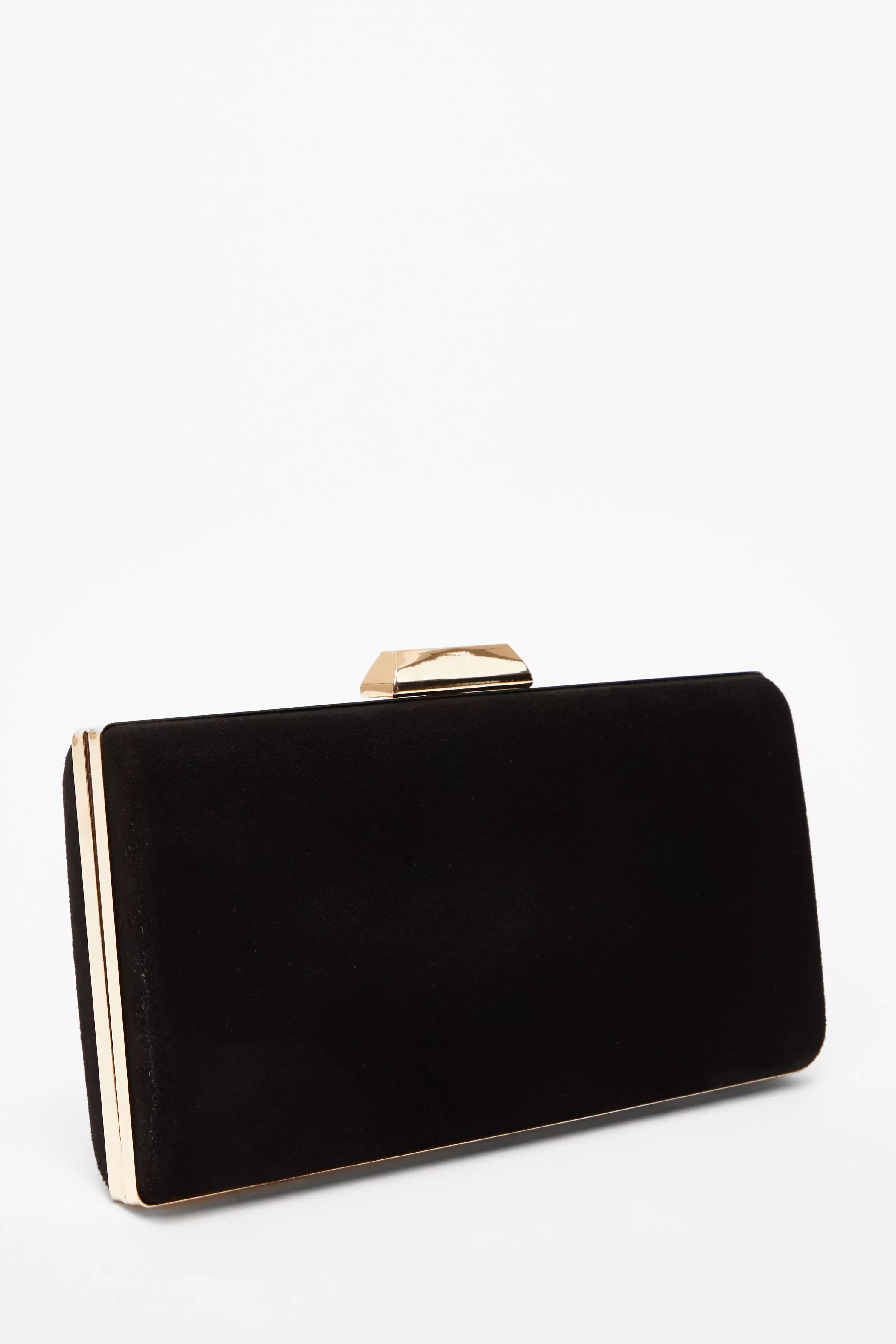 Black Faux Suede Clutch Bag 