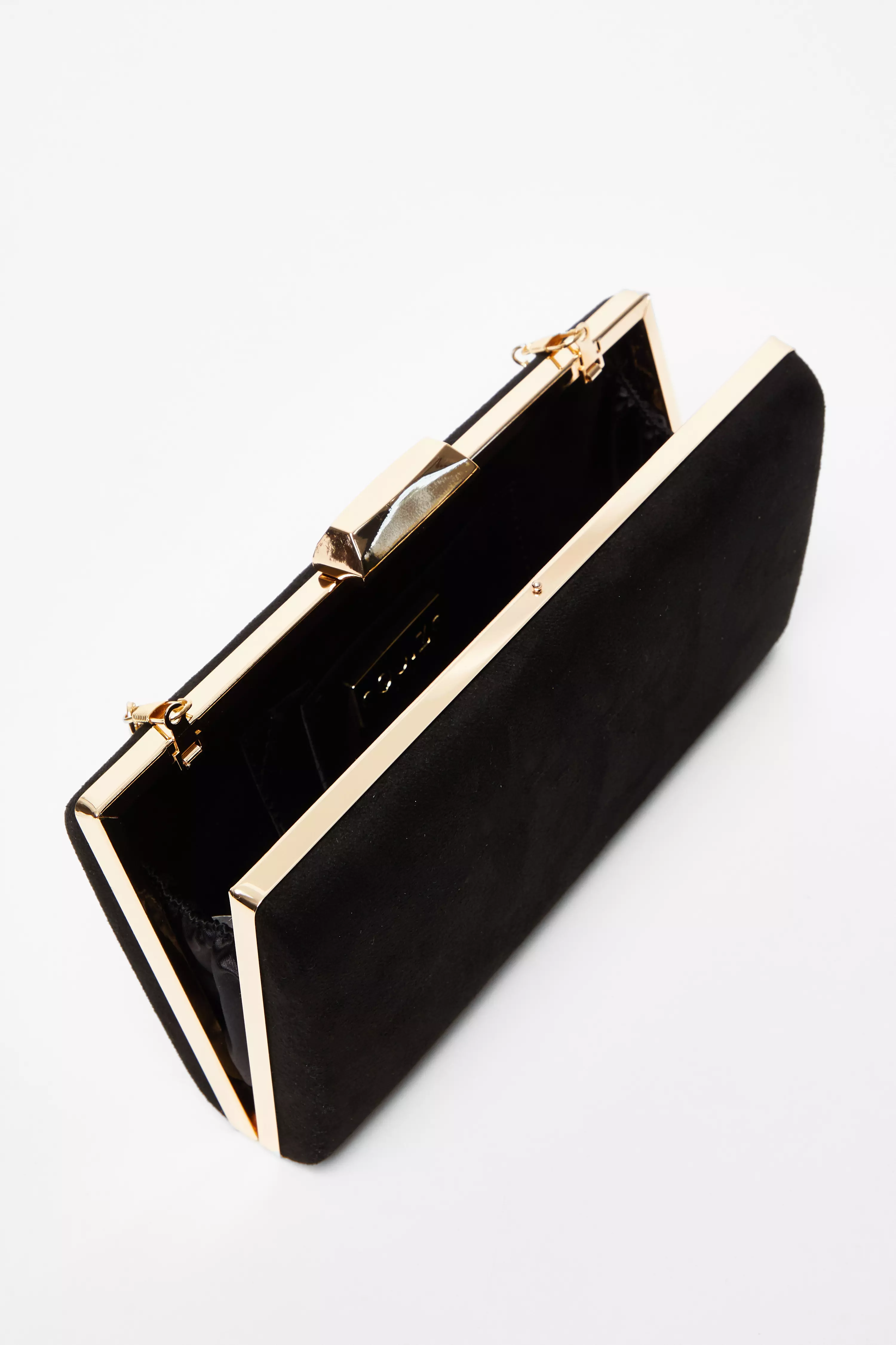 Black Faux Suede Clutch Bag 