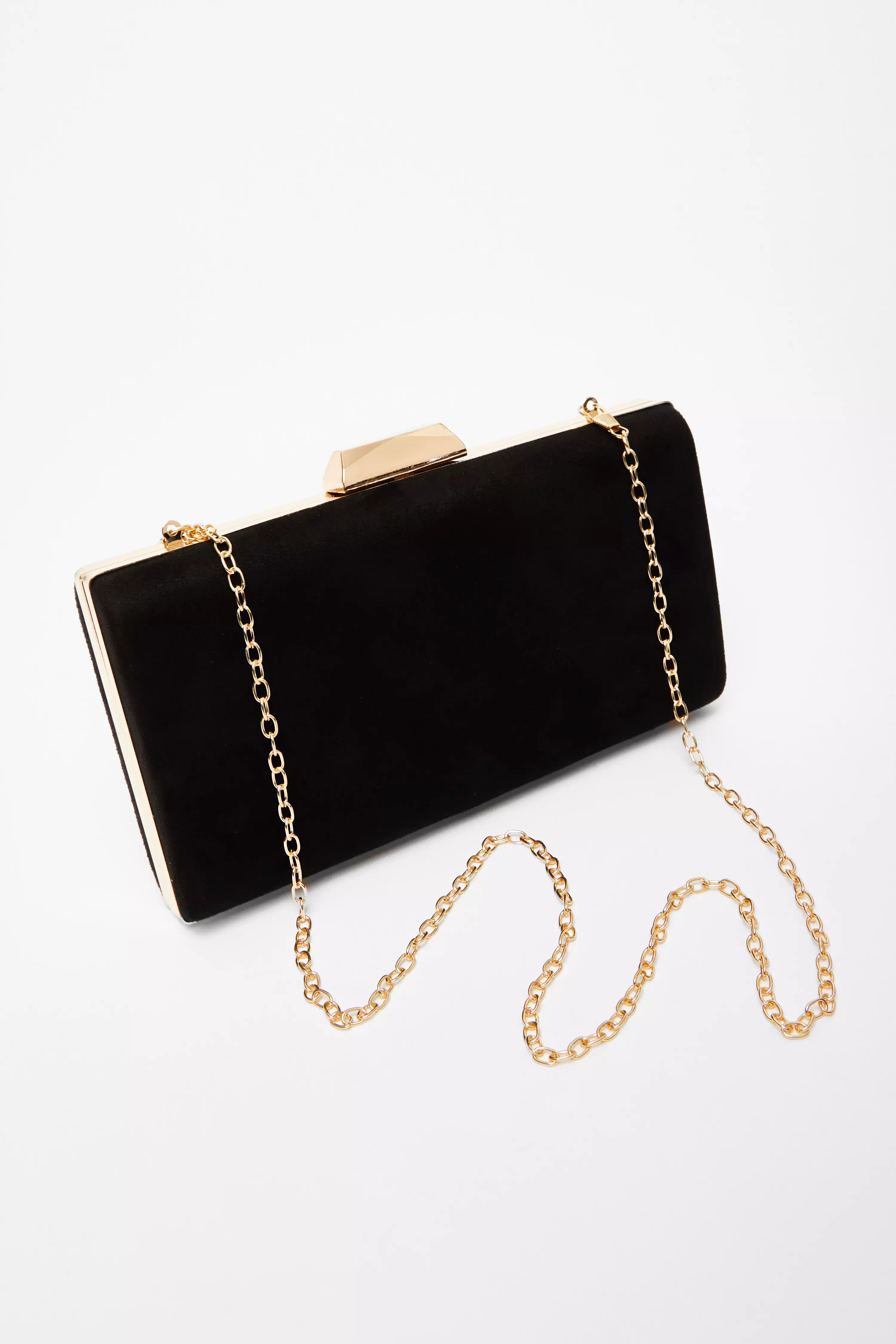 Black Faux Suede Clutch Bag 