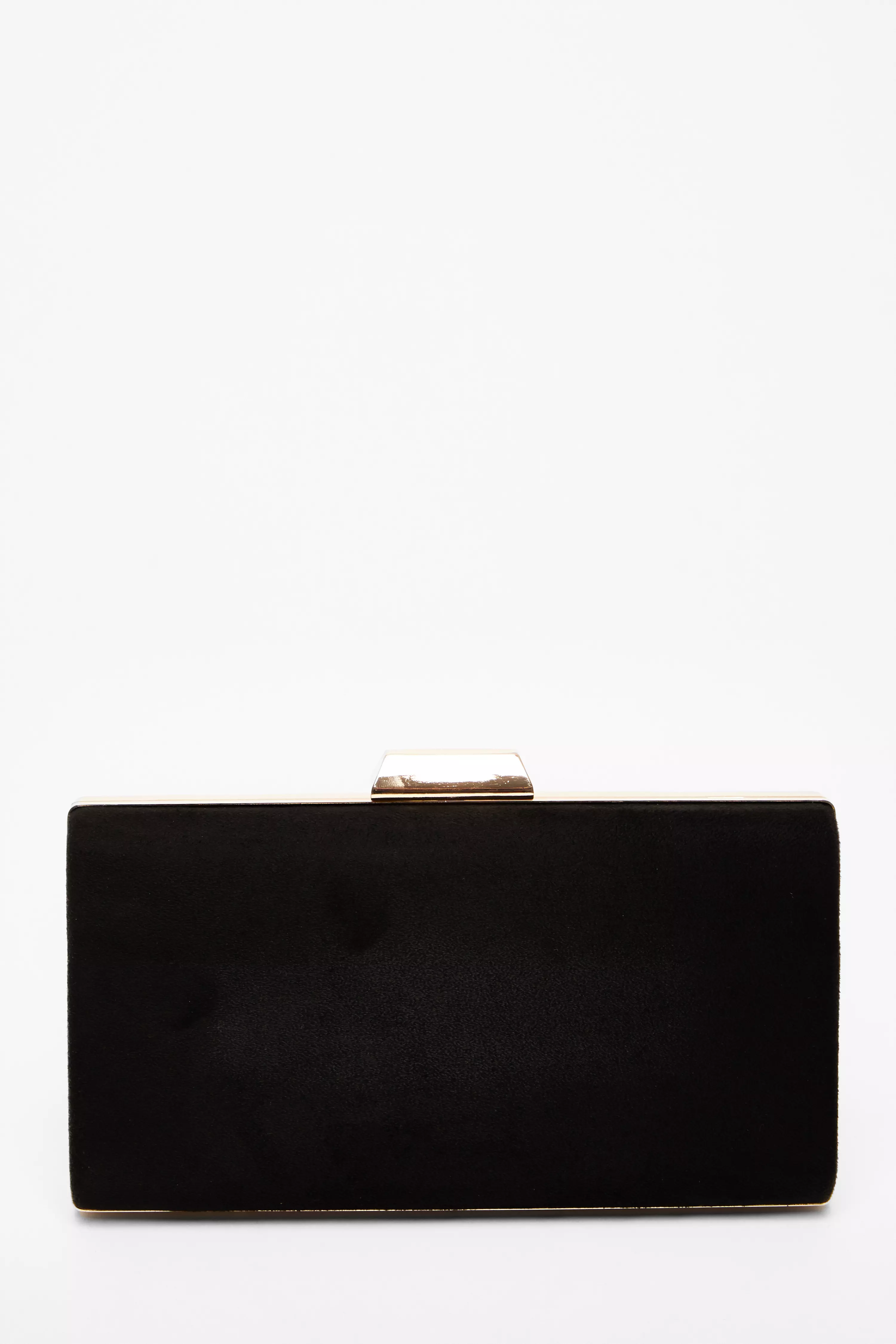 Black Faux Suede Clutch Bag 