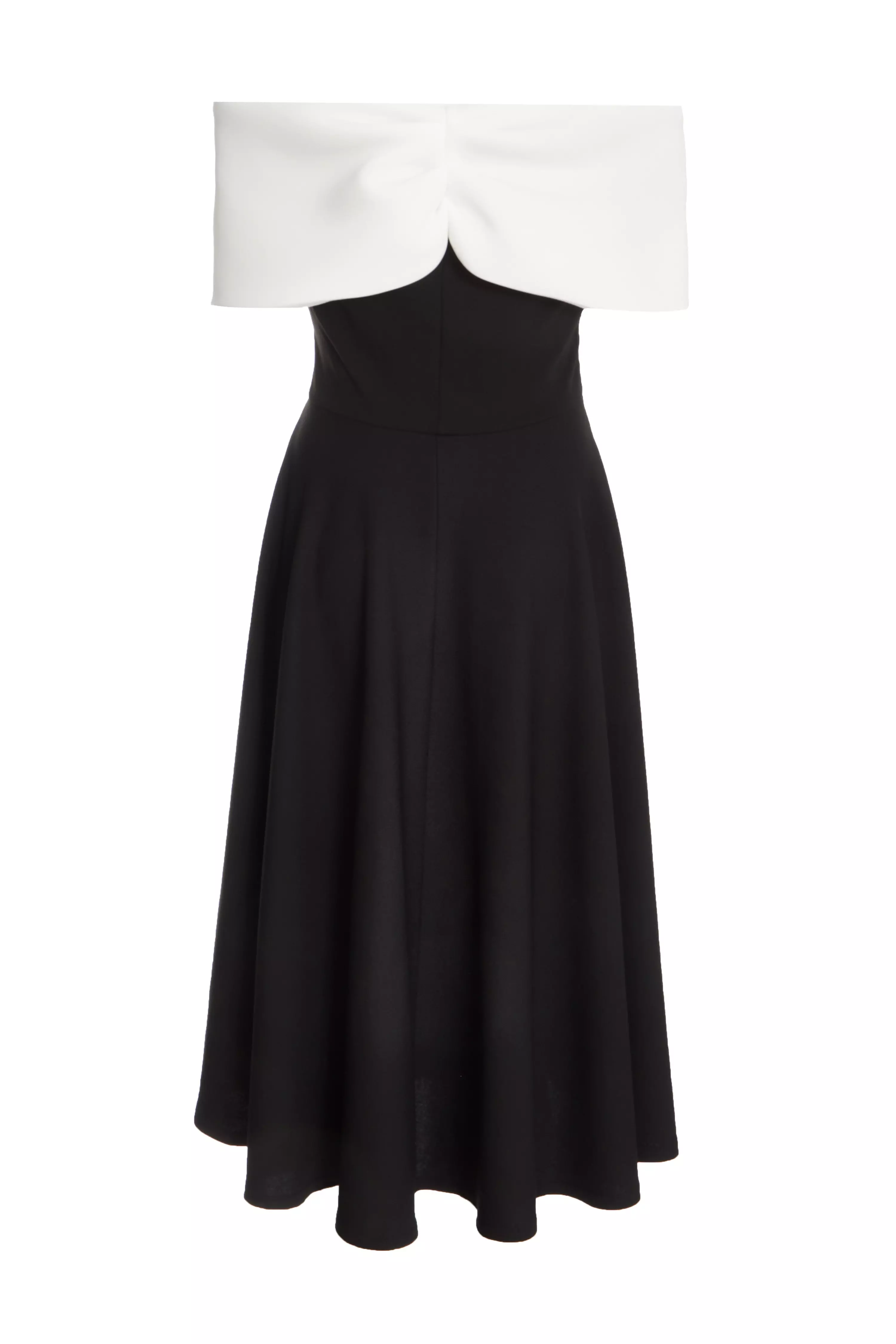 Black Contrast Skater Midi Dress