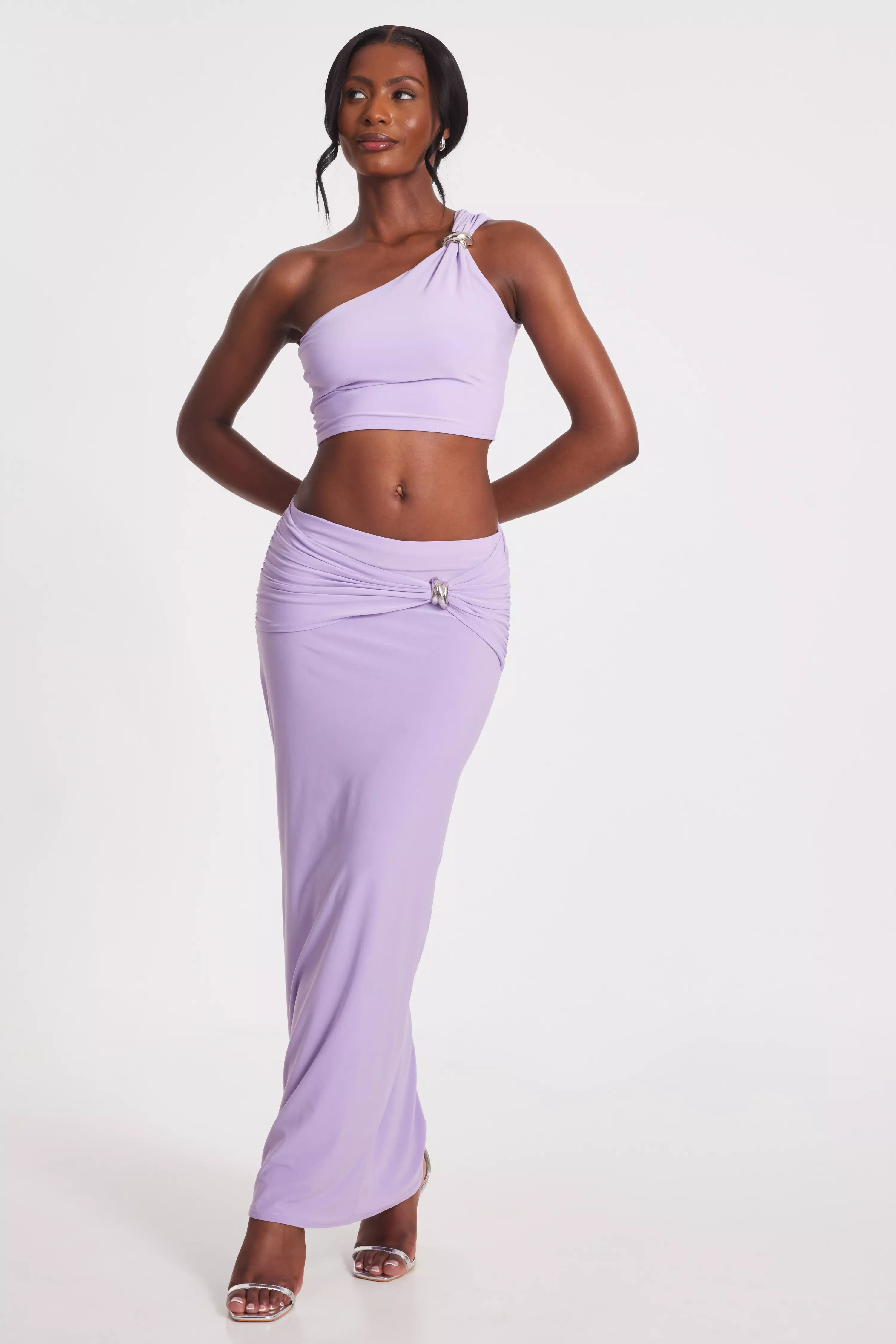 Lilac One Shoulder Crop Top