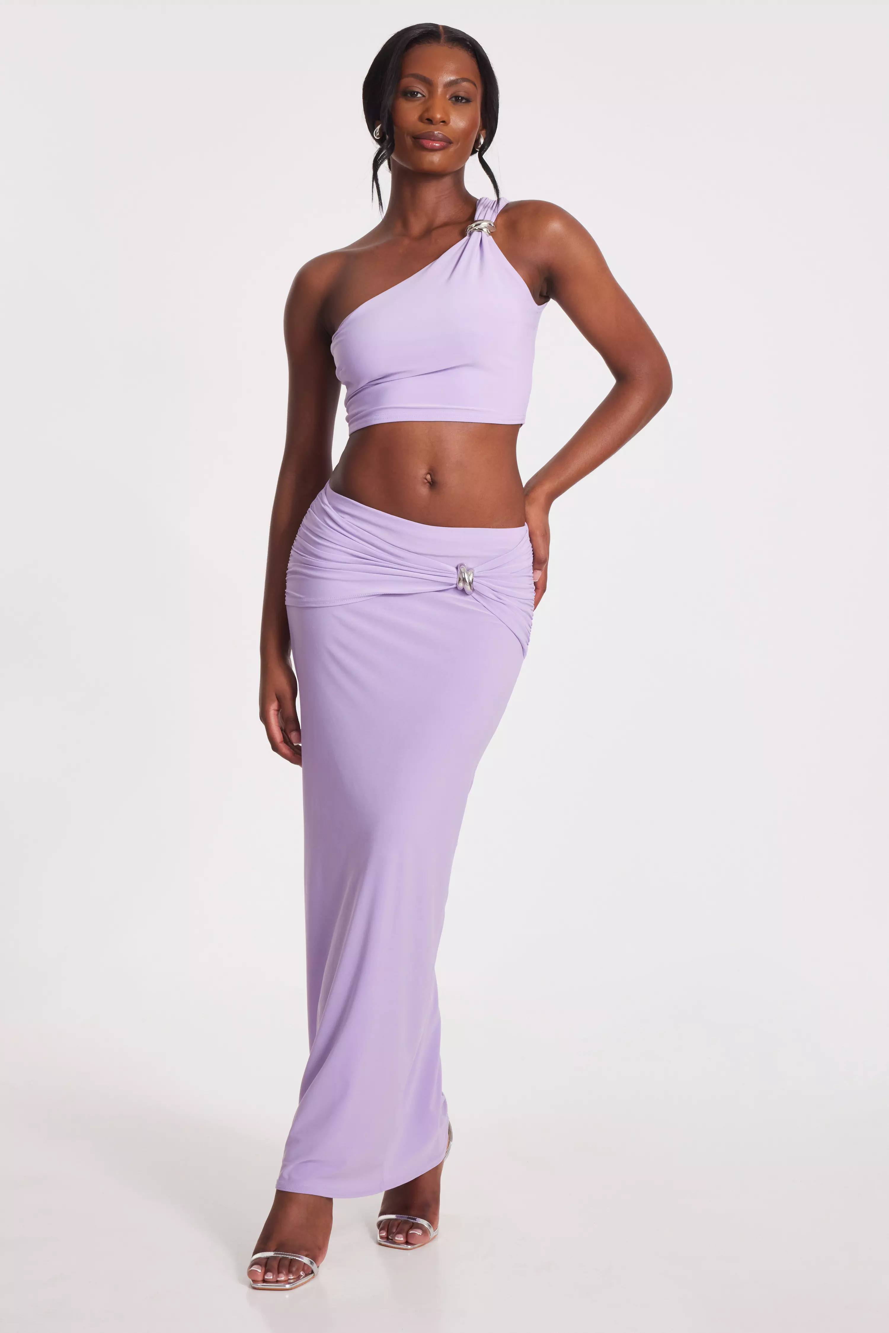 Lilac Bodycon Maxi Skirt