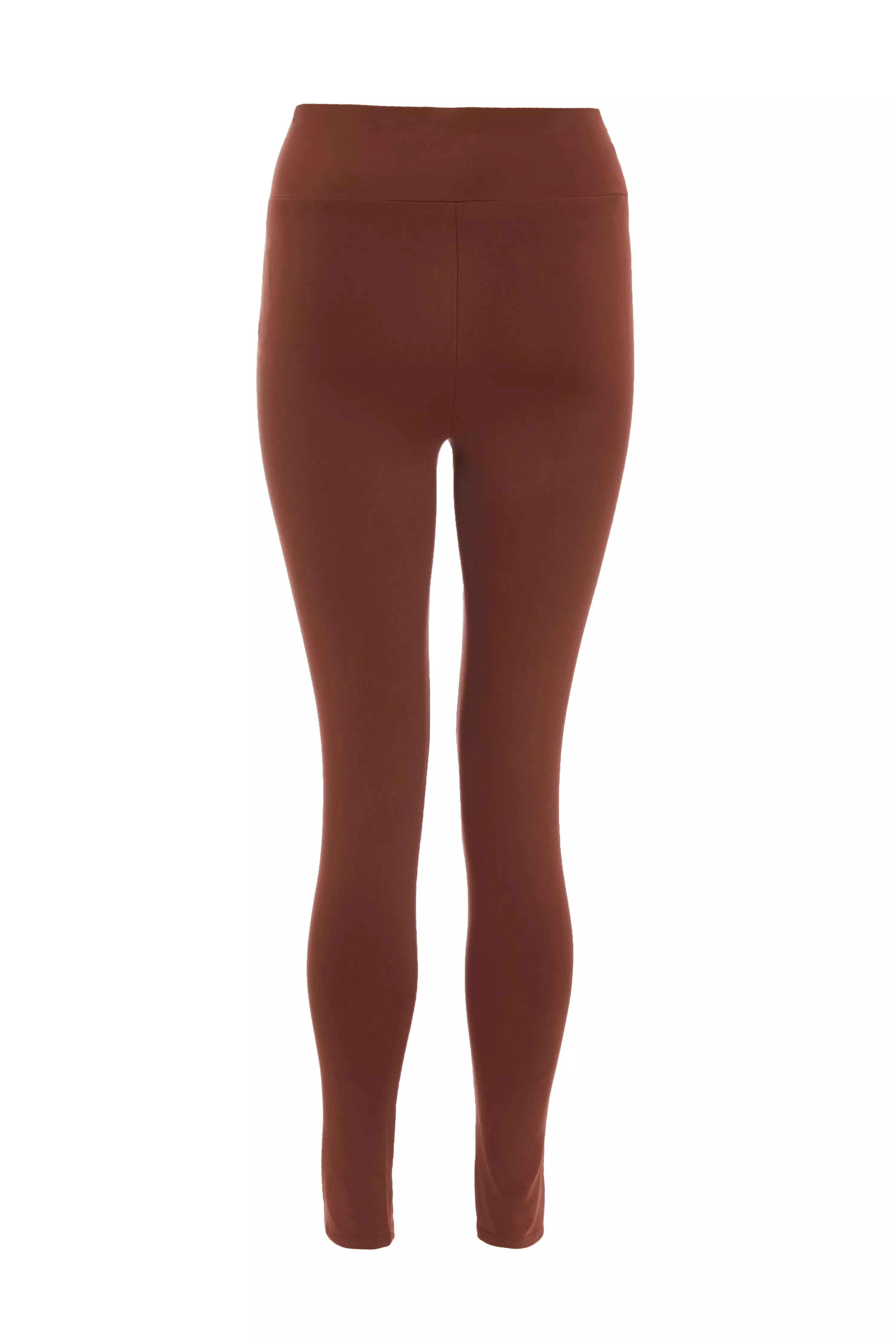 Brown Crossover Waist Leggings