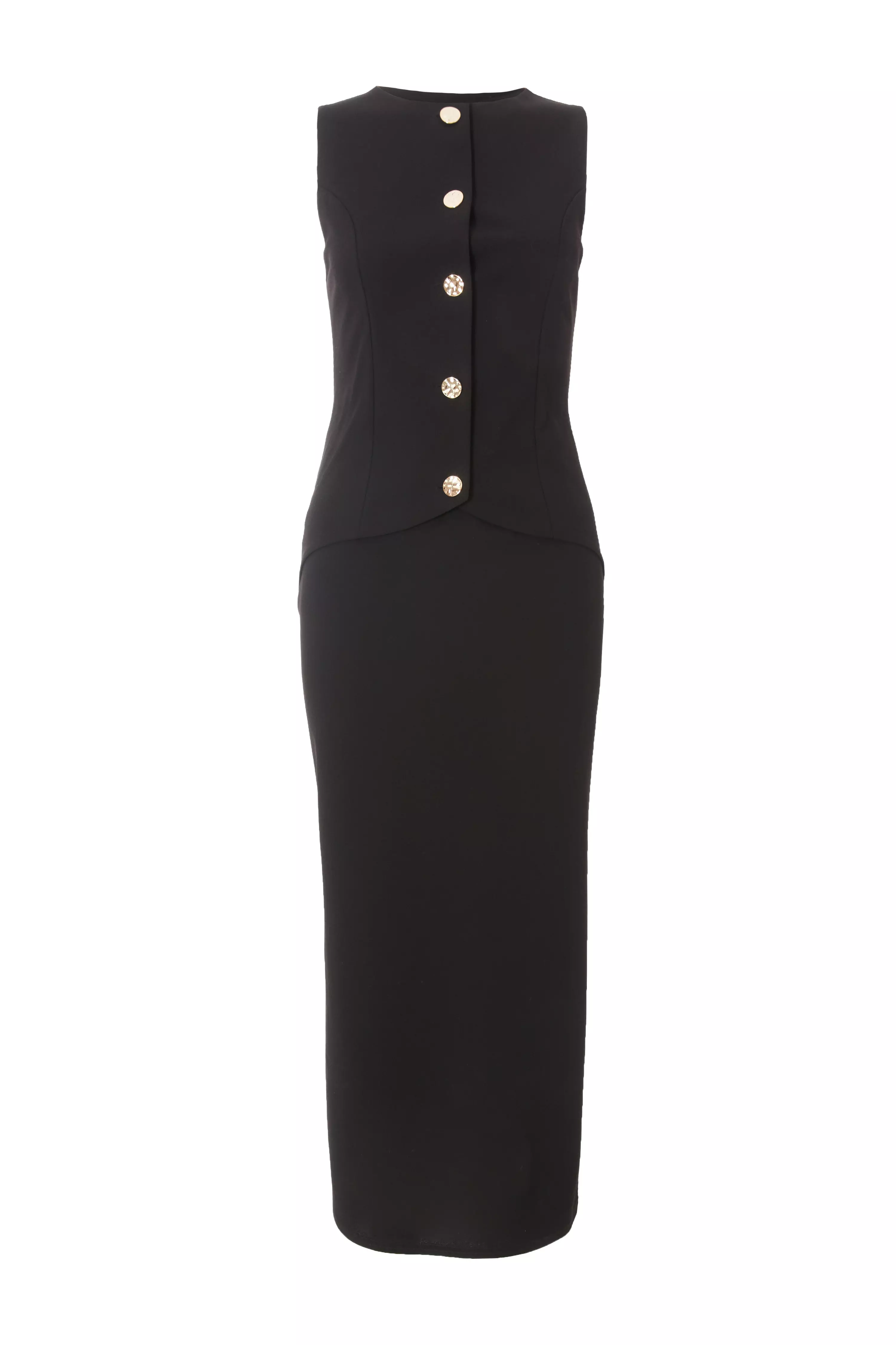 Black Waistcoat Midi Dress