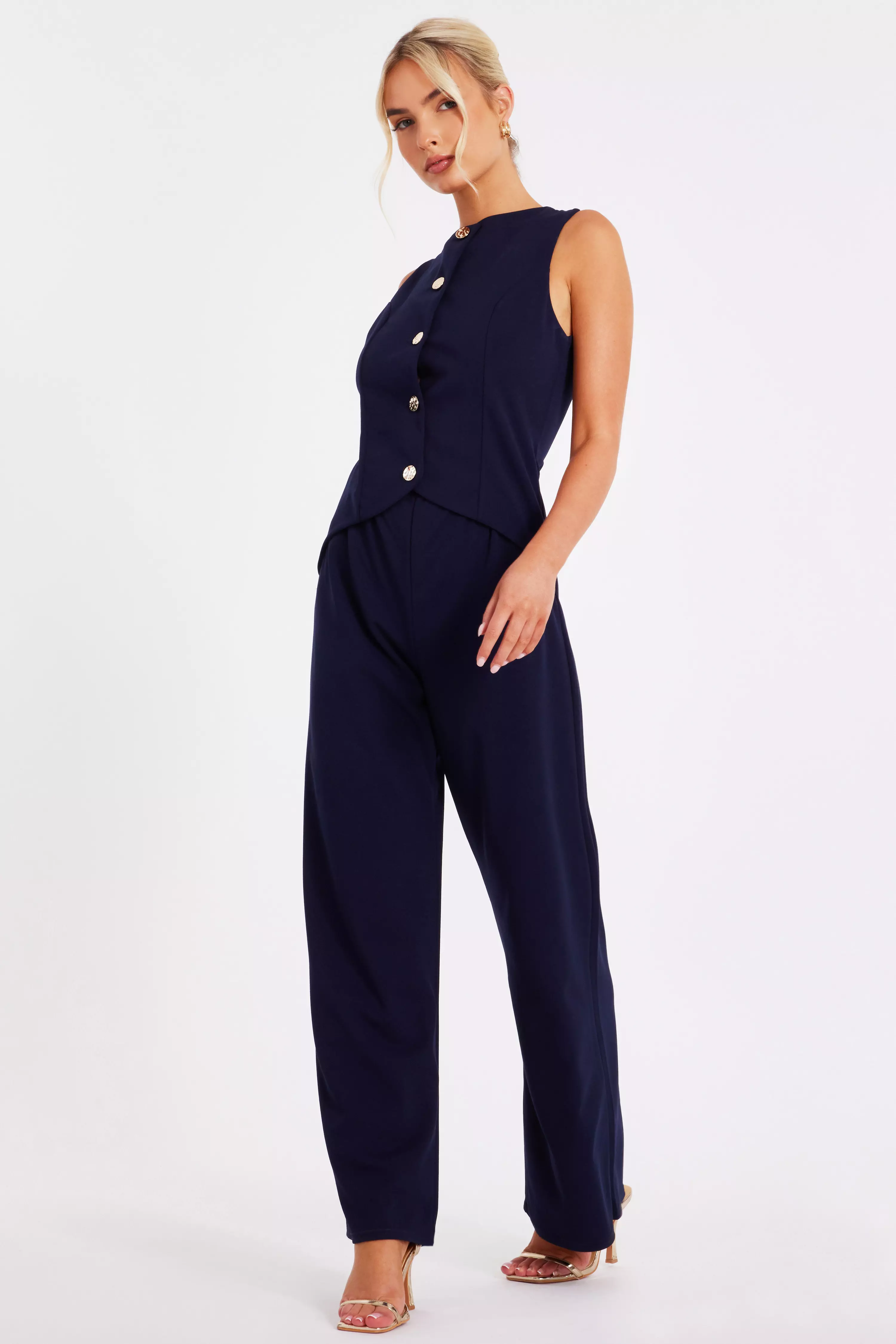 Navy Waistcoat Jumpsuit