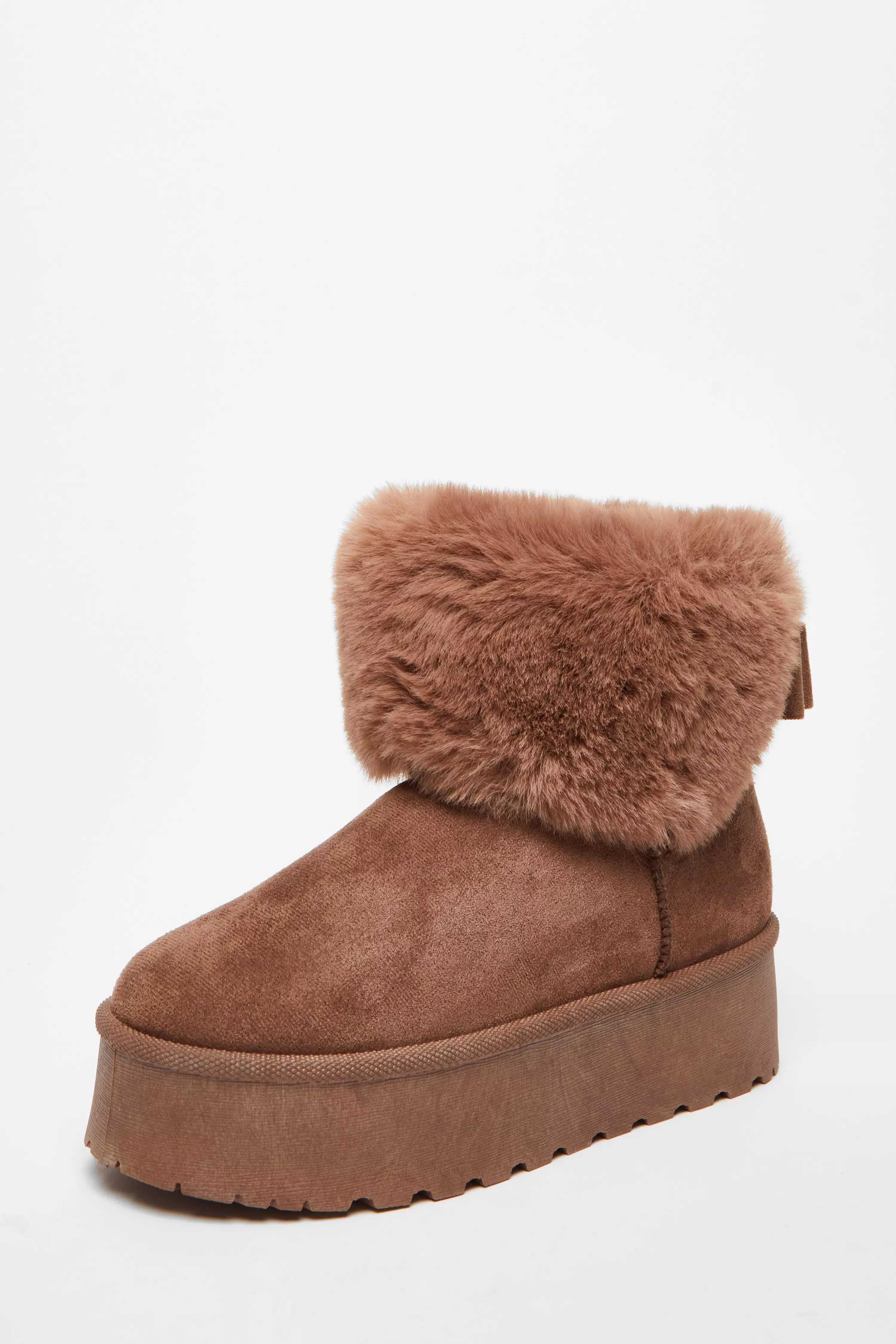 Mocha Faux Suede Ankle Boots