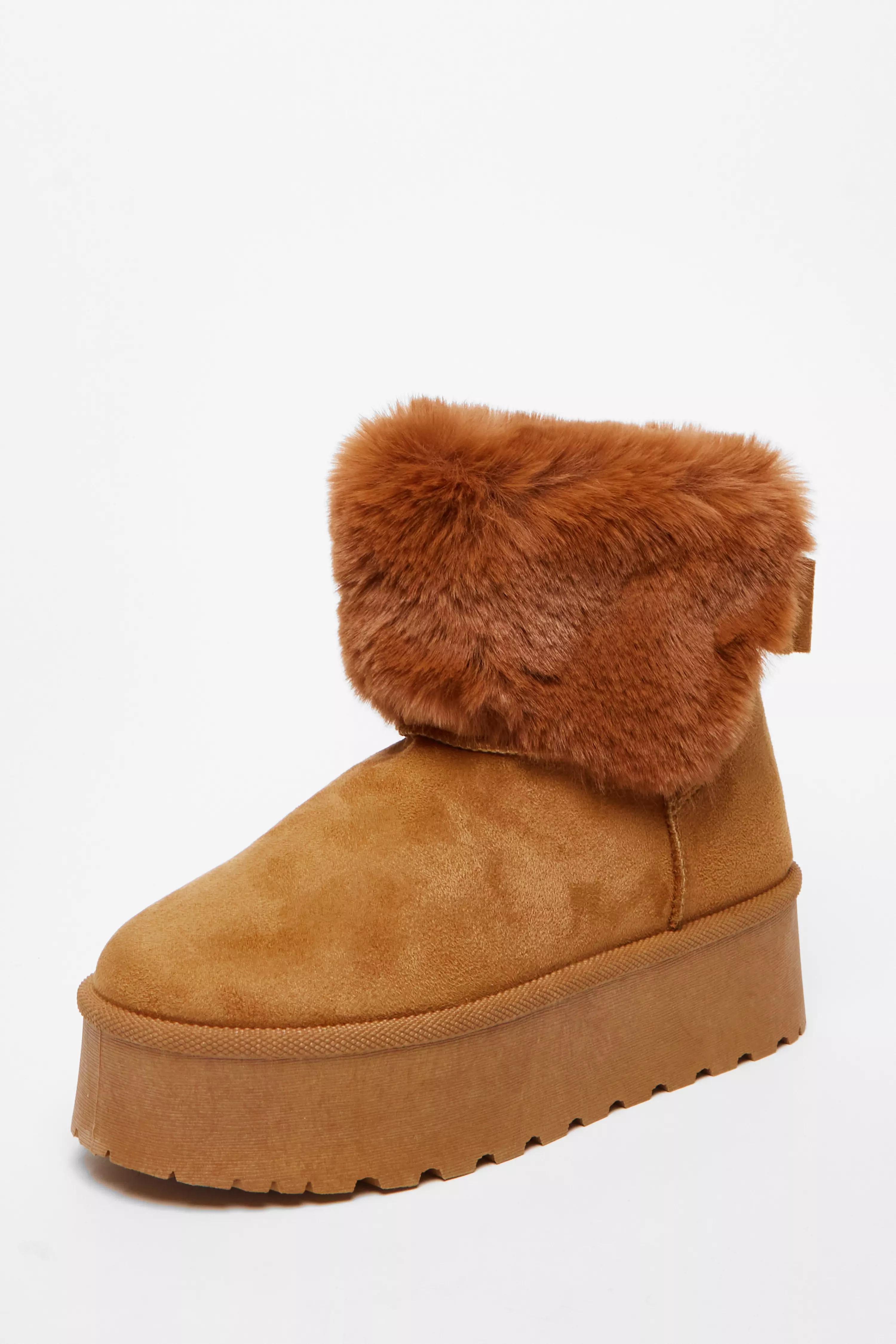 Tan Faux Suede Ankle Boots