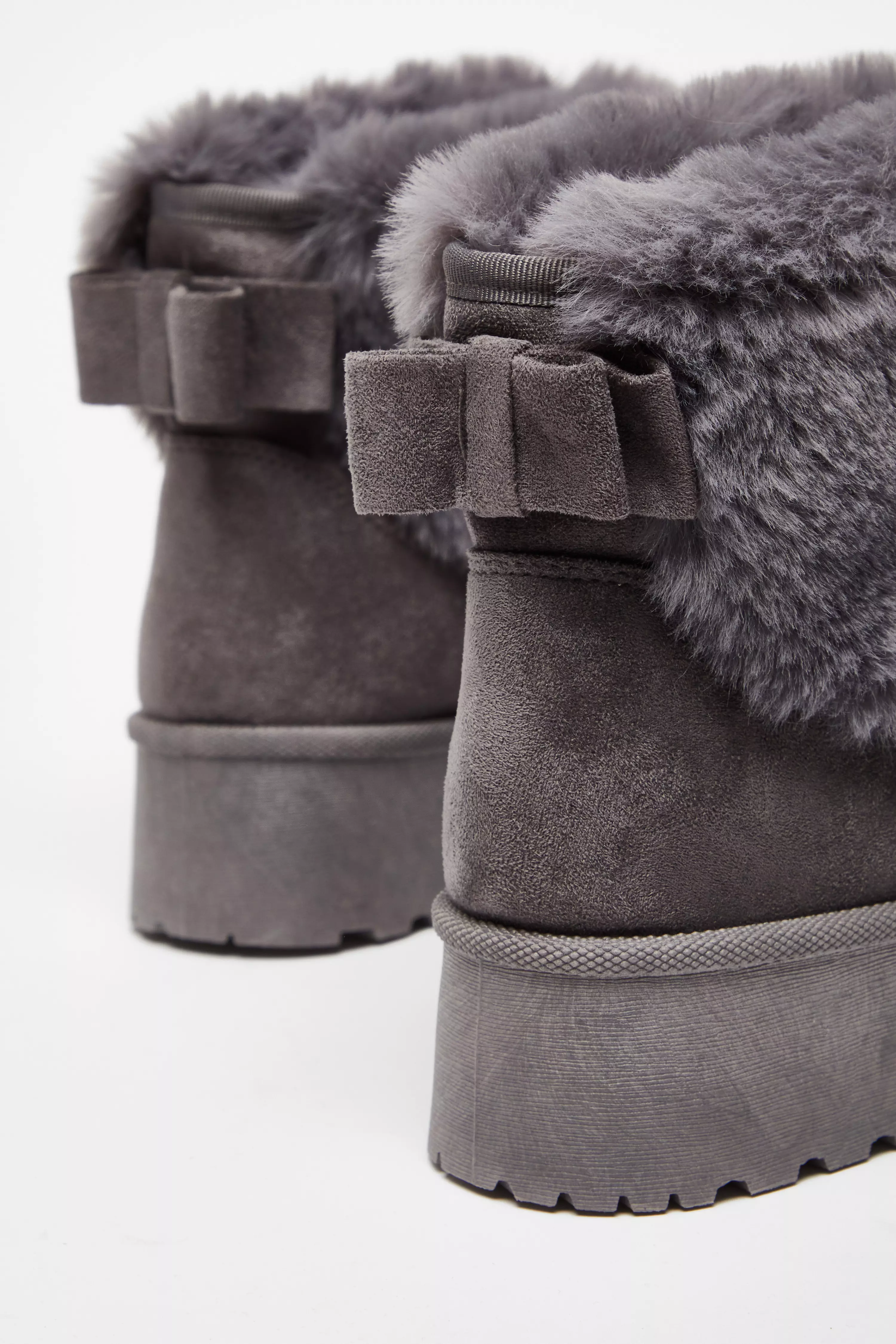 Grey Faux Suede Ankle Boots