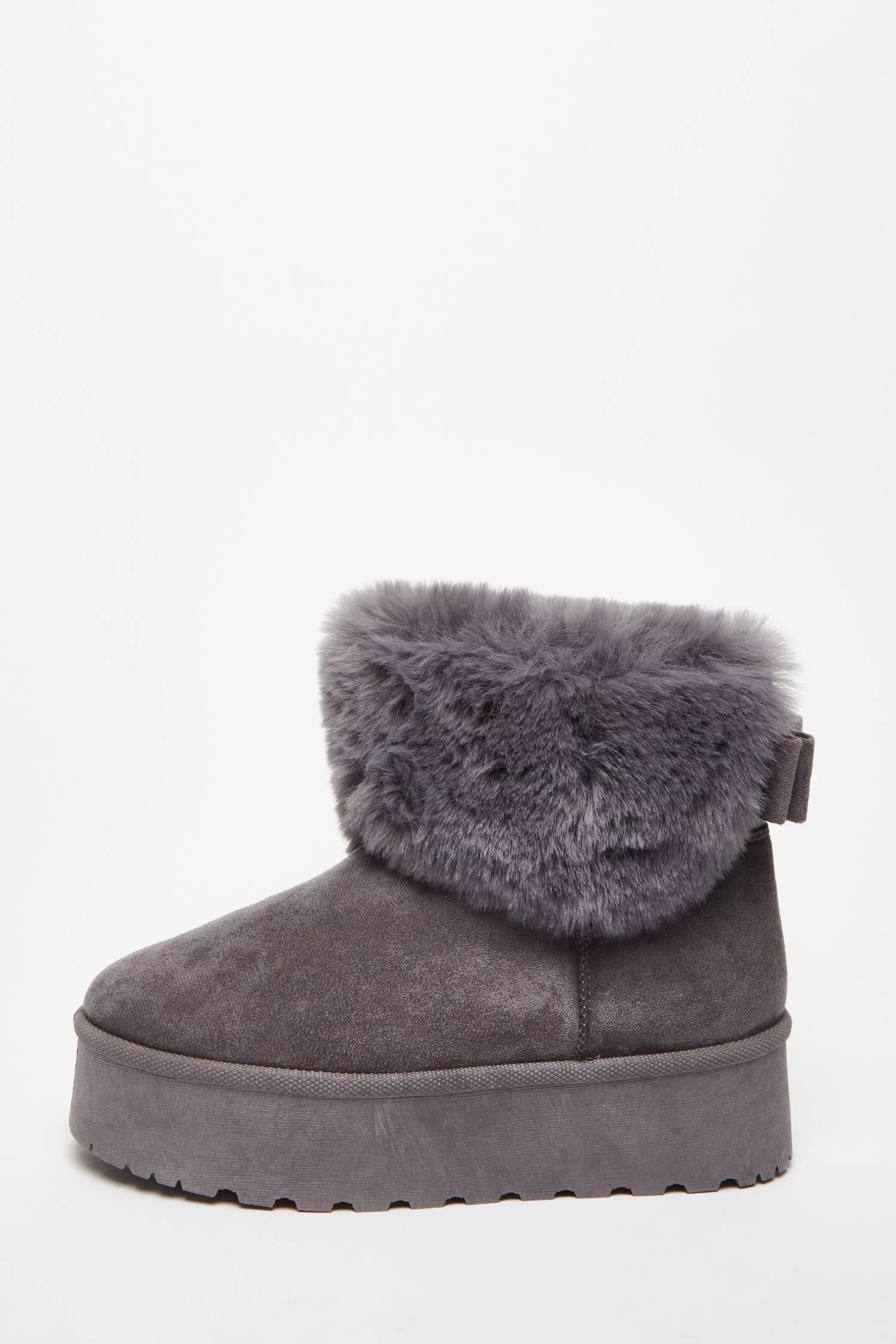 Grey Faux Suede Ankle Boots