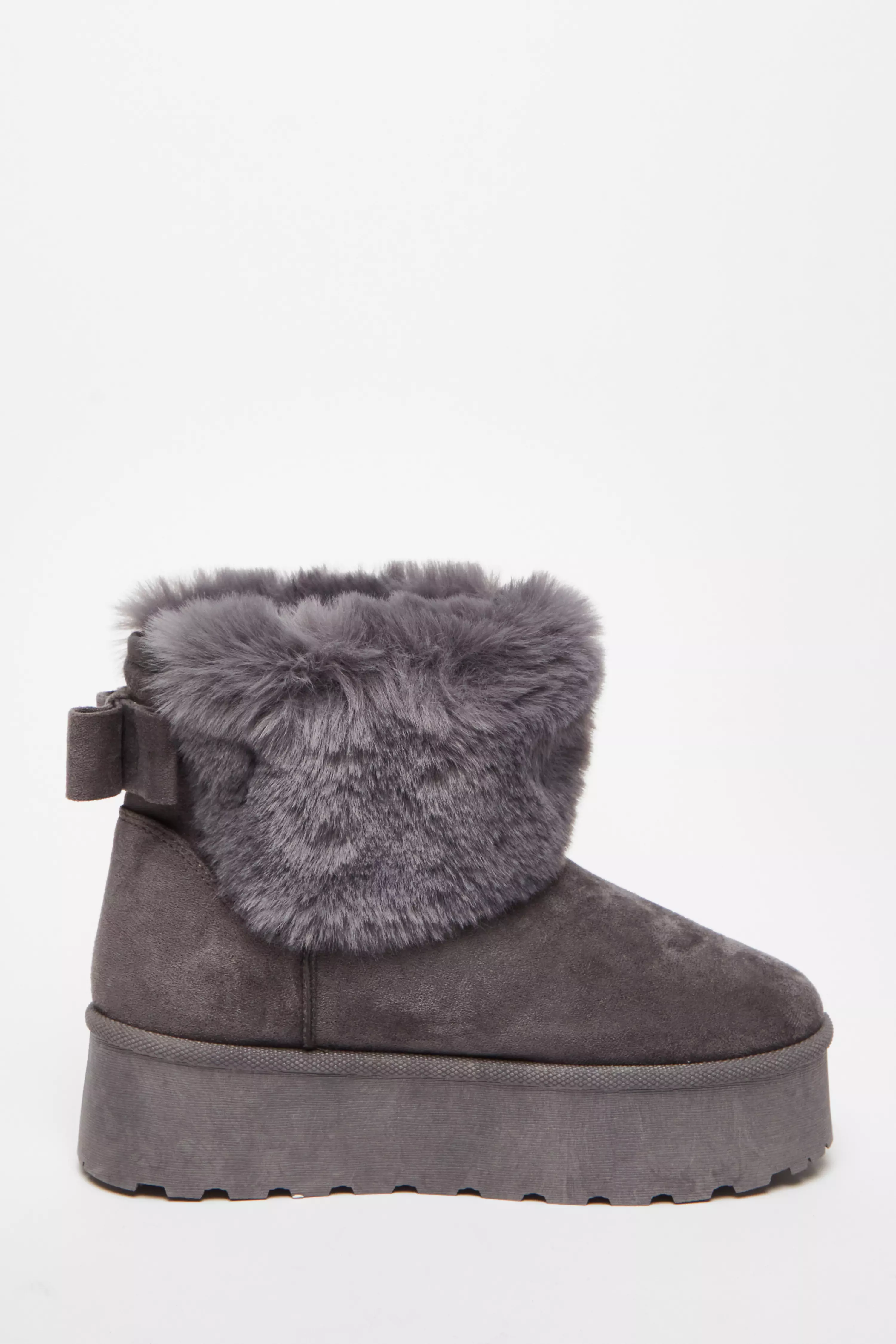 Grey Faux Suede Ankle Boots