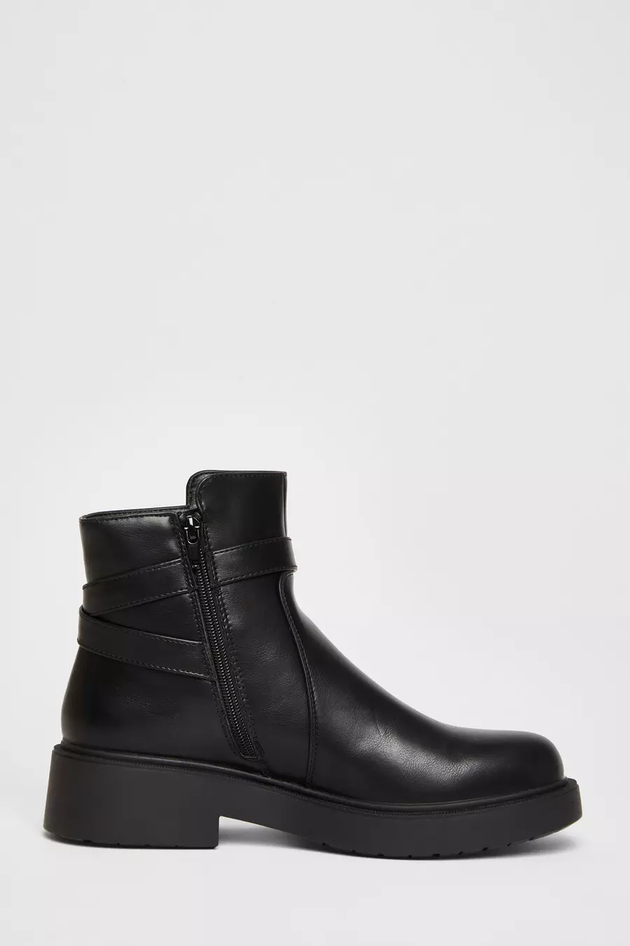 Black Faux Leather Ankle Boots QUIZ Clothing