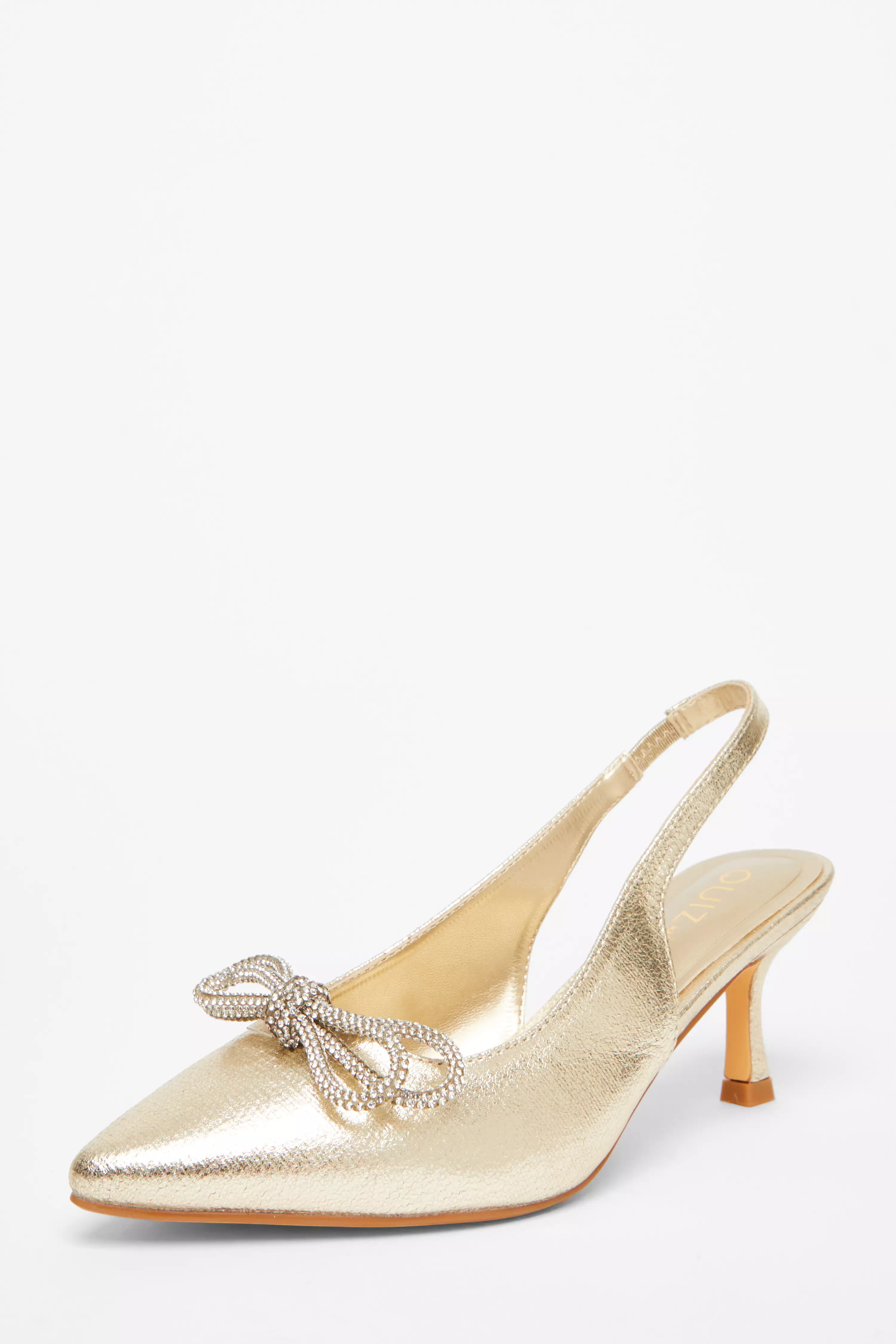 Wide Fit Gold Slingback Court Heels