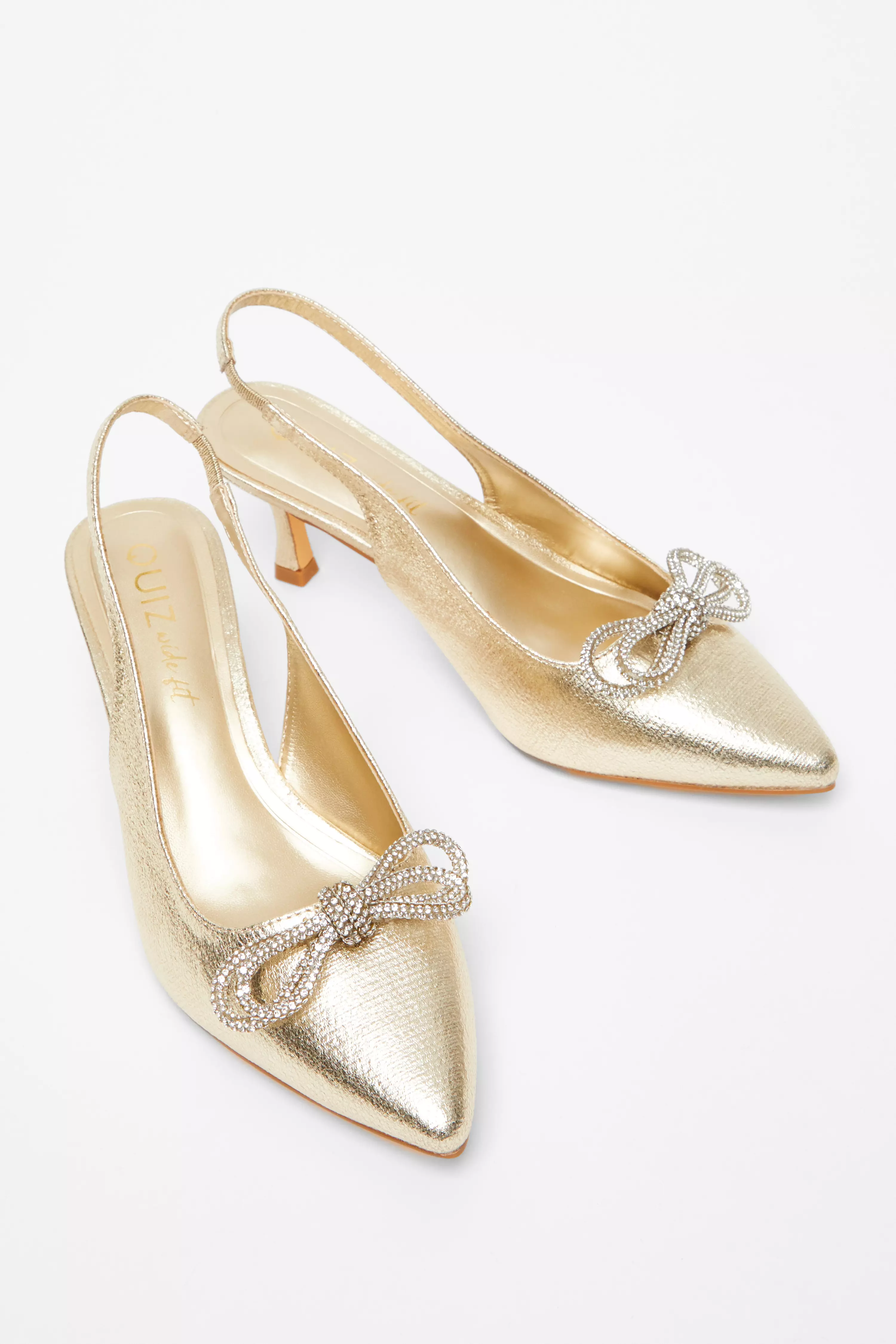 Wide Fit Gold Slingback Court Heels