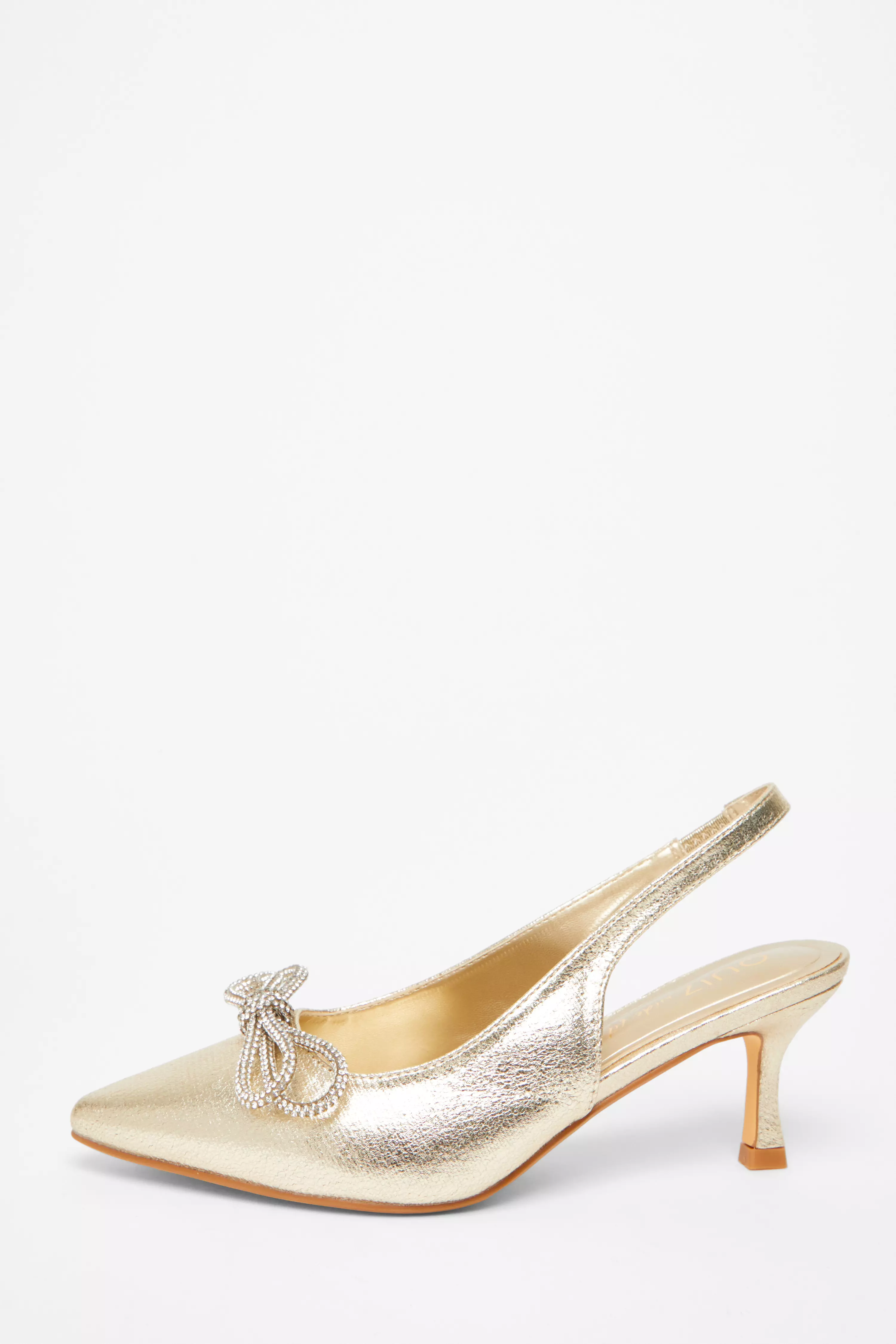 Wide Fit Gold Slingback Court Heels