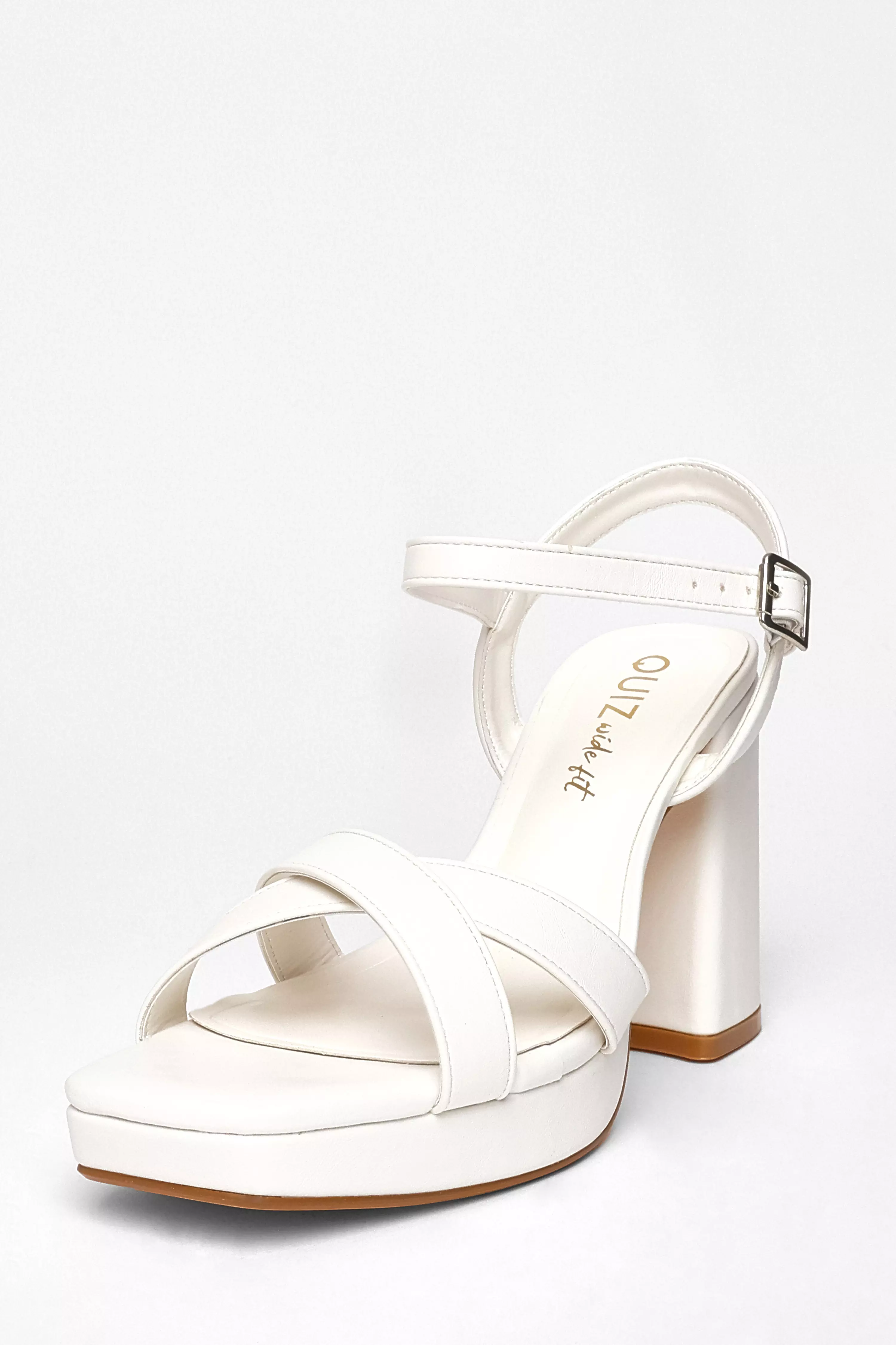 Wide Fit White Platform Heels