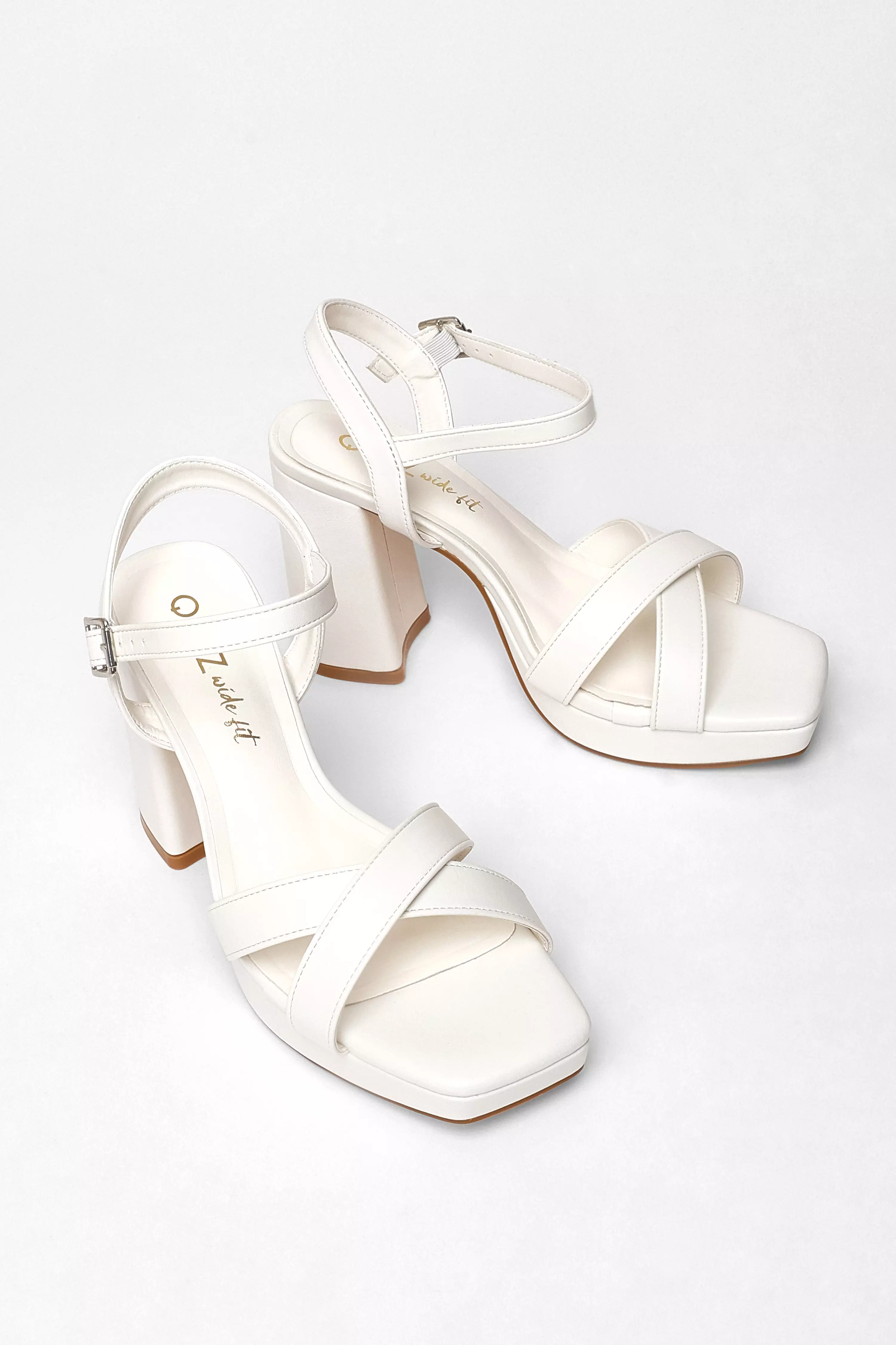 Wide Fit White Platform Heels