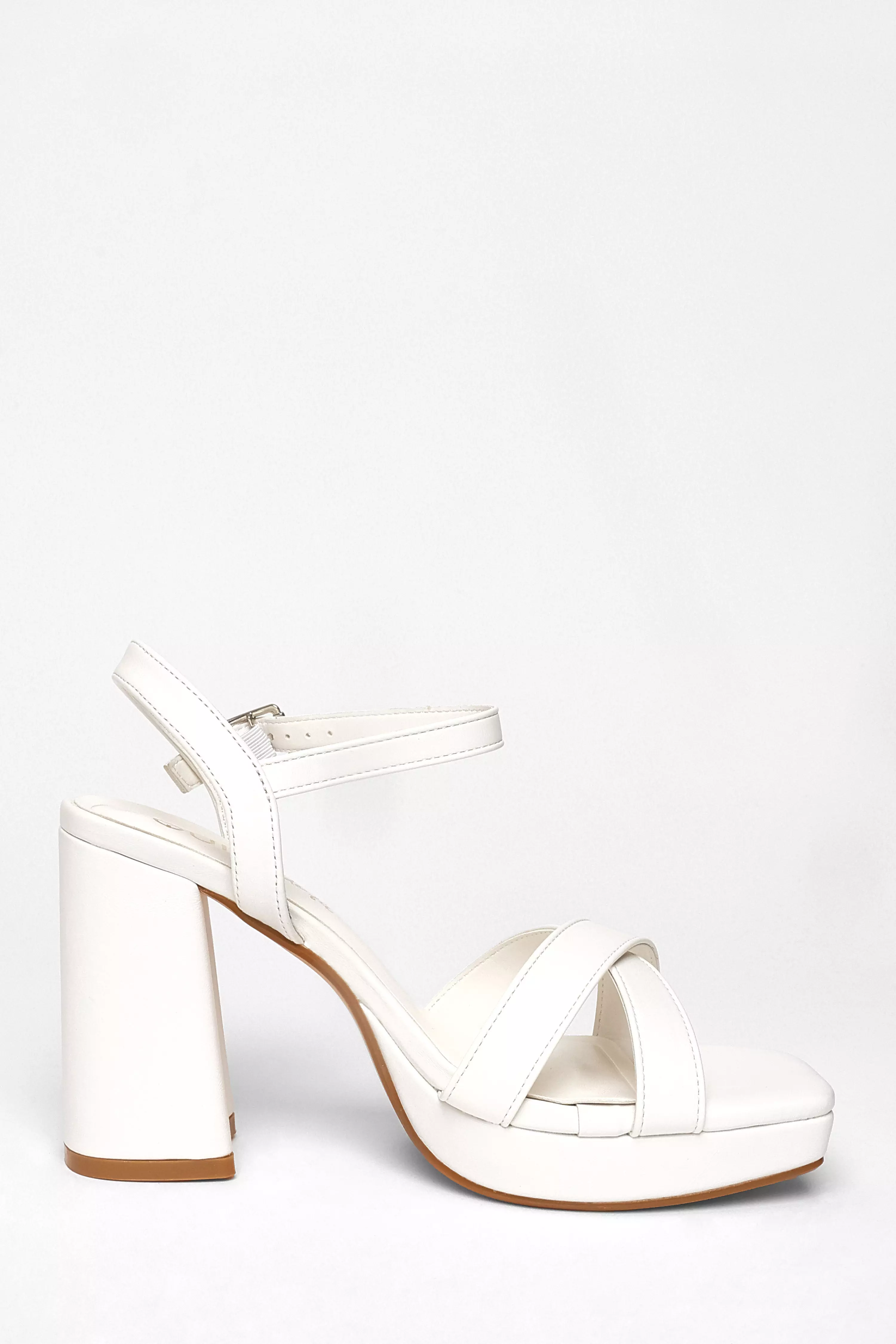 Wide Fit White Platform Heels