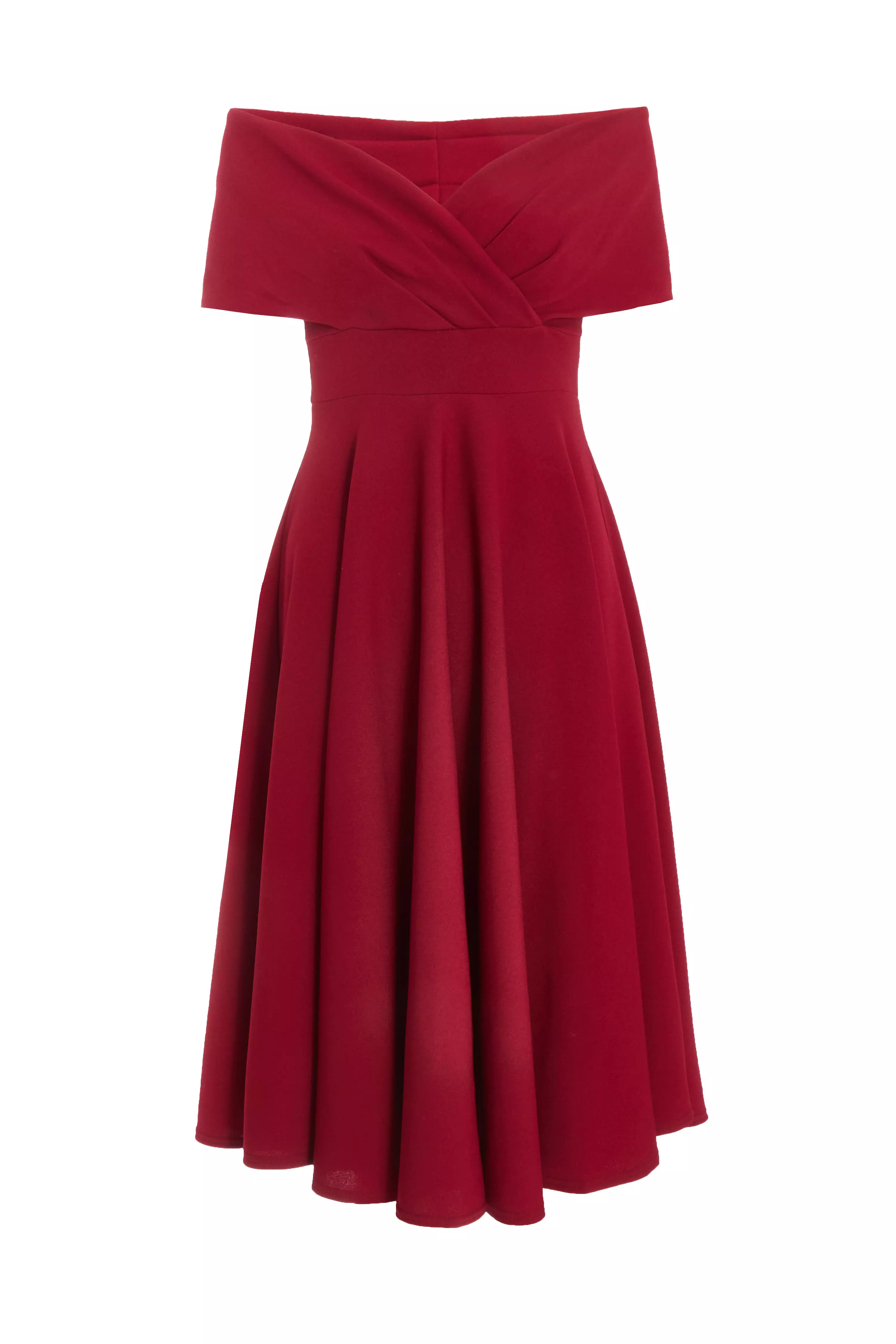 Dark Red Skater Midi Dress