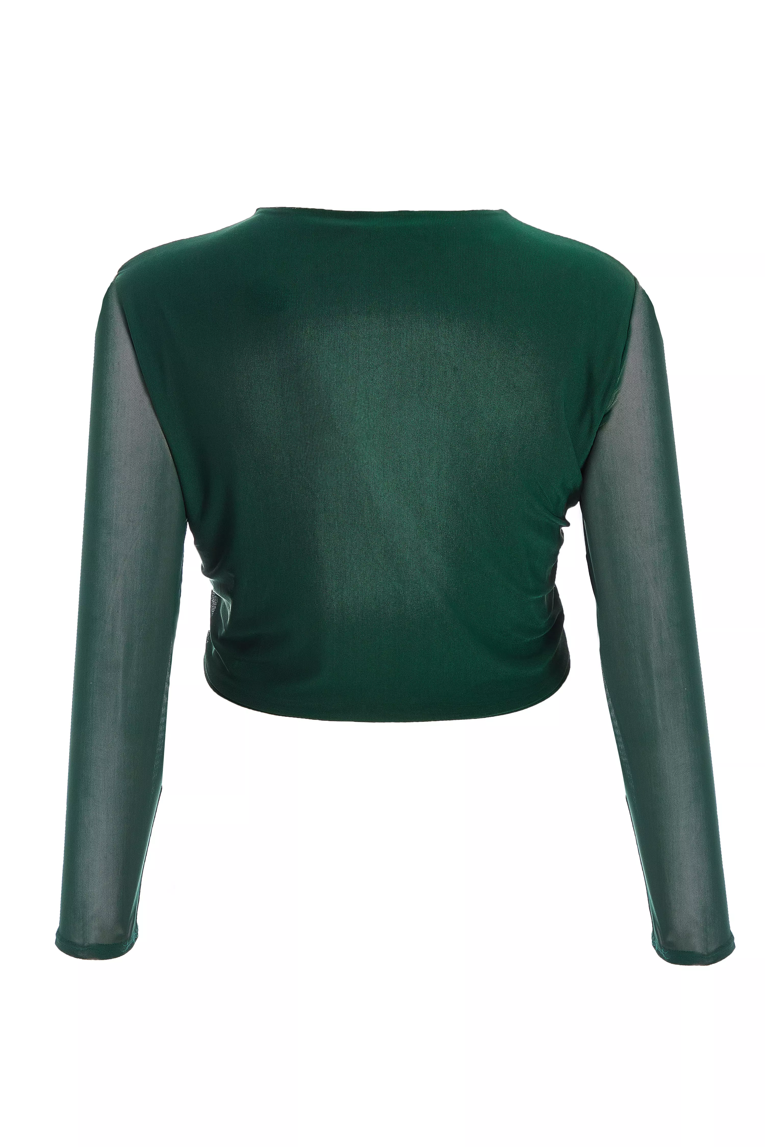 Curve Bottle Green Mesh Crop Top