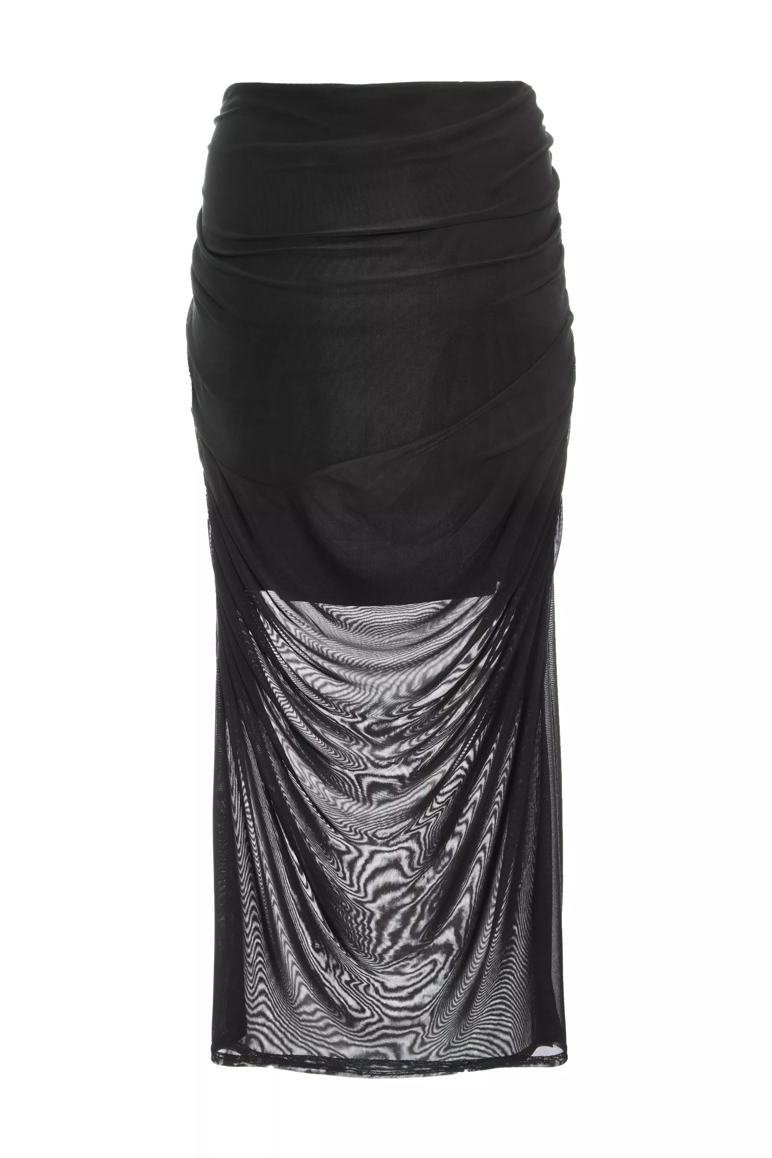 Curve Black Mesh Midaxi Skirt