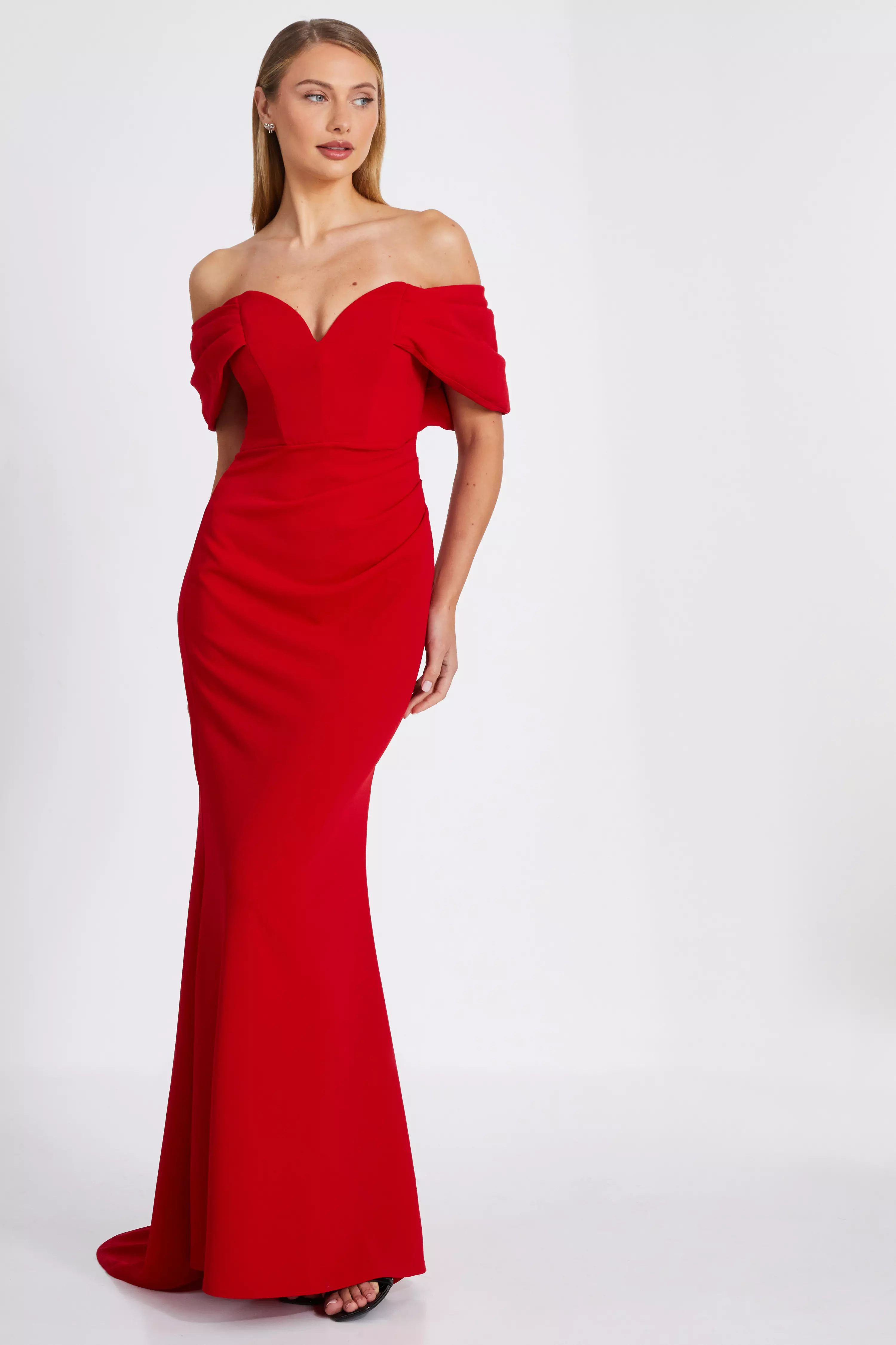 Red Bardot Wrap Maxi Dress