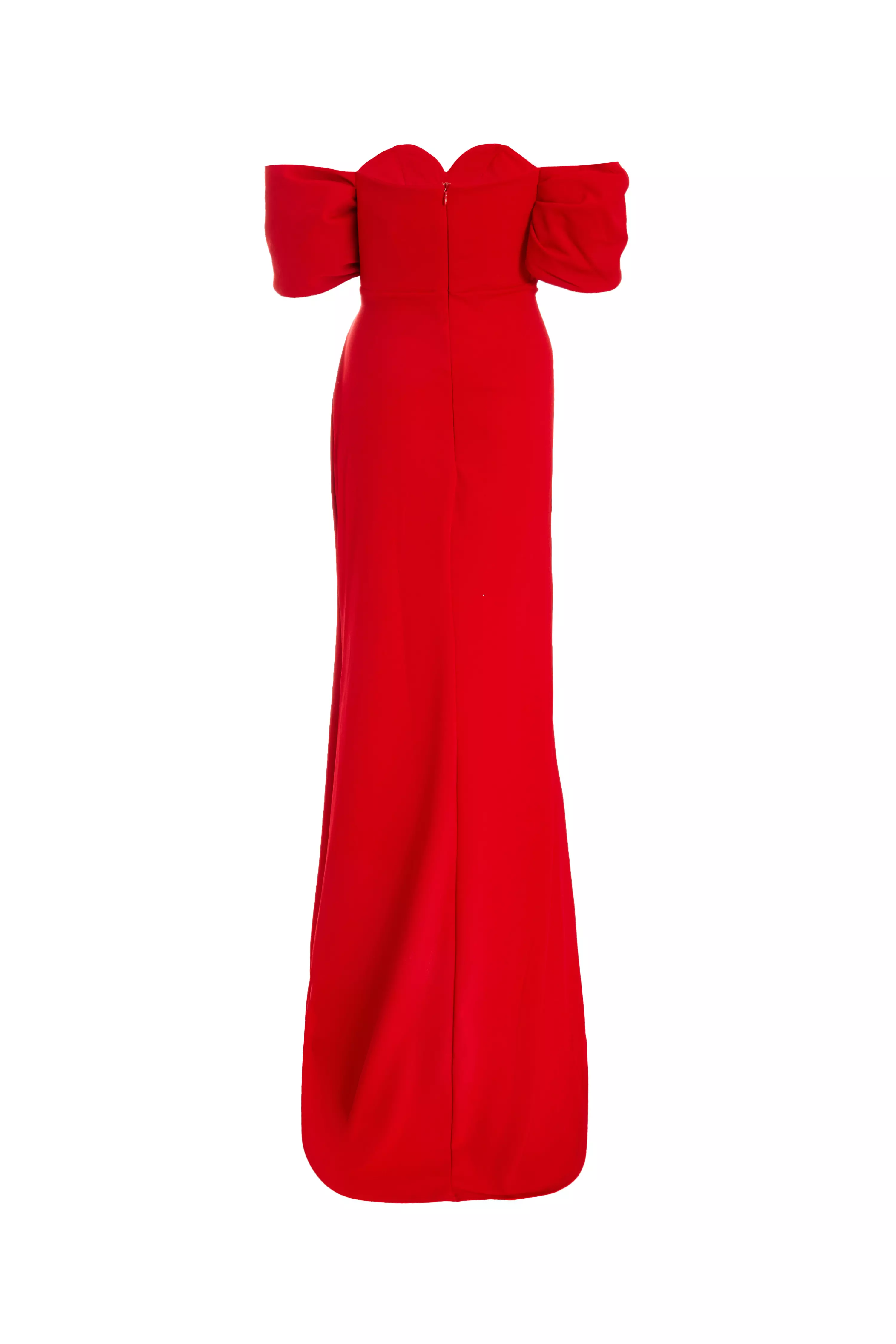 Red Bardot Wrap Maxi Dress