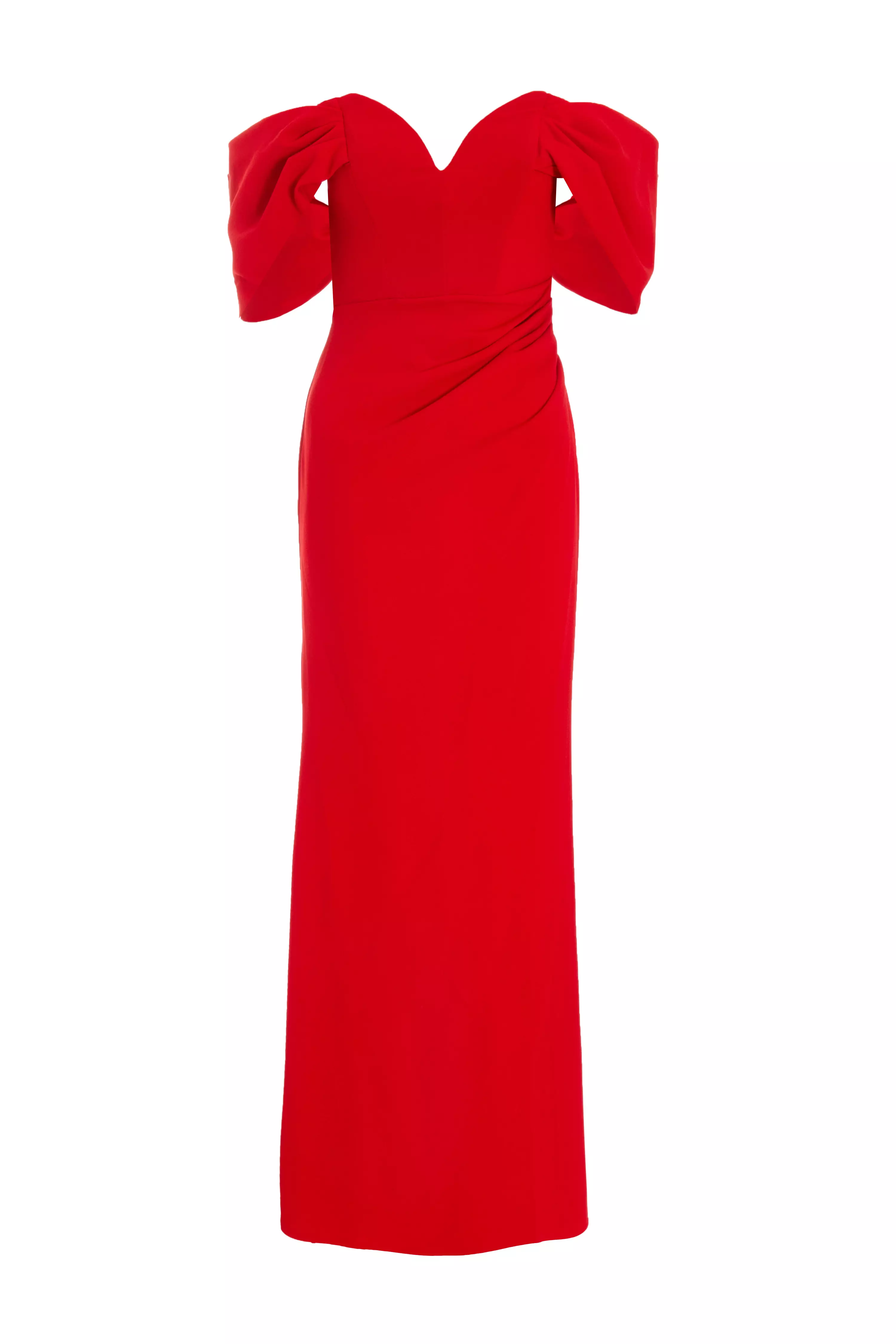 Red Bardot Wrap Maxi Dress