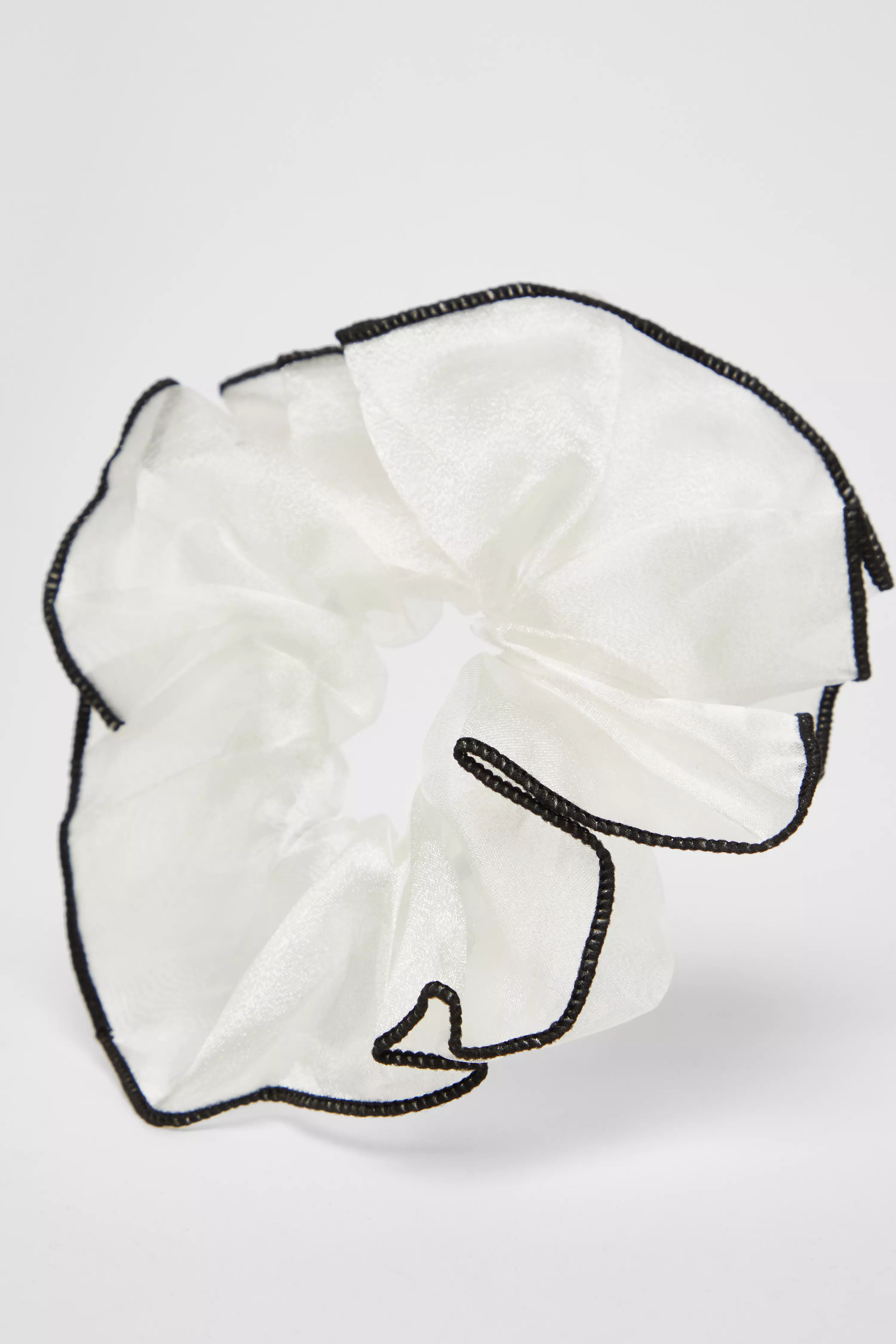 White Contrast Trim Scrunchie