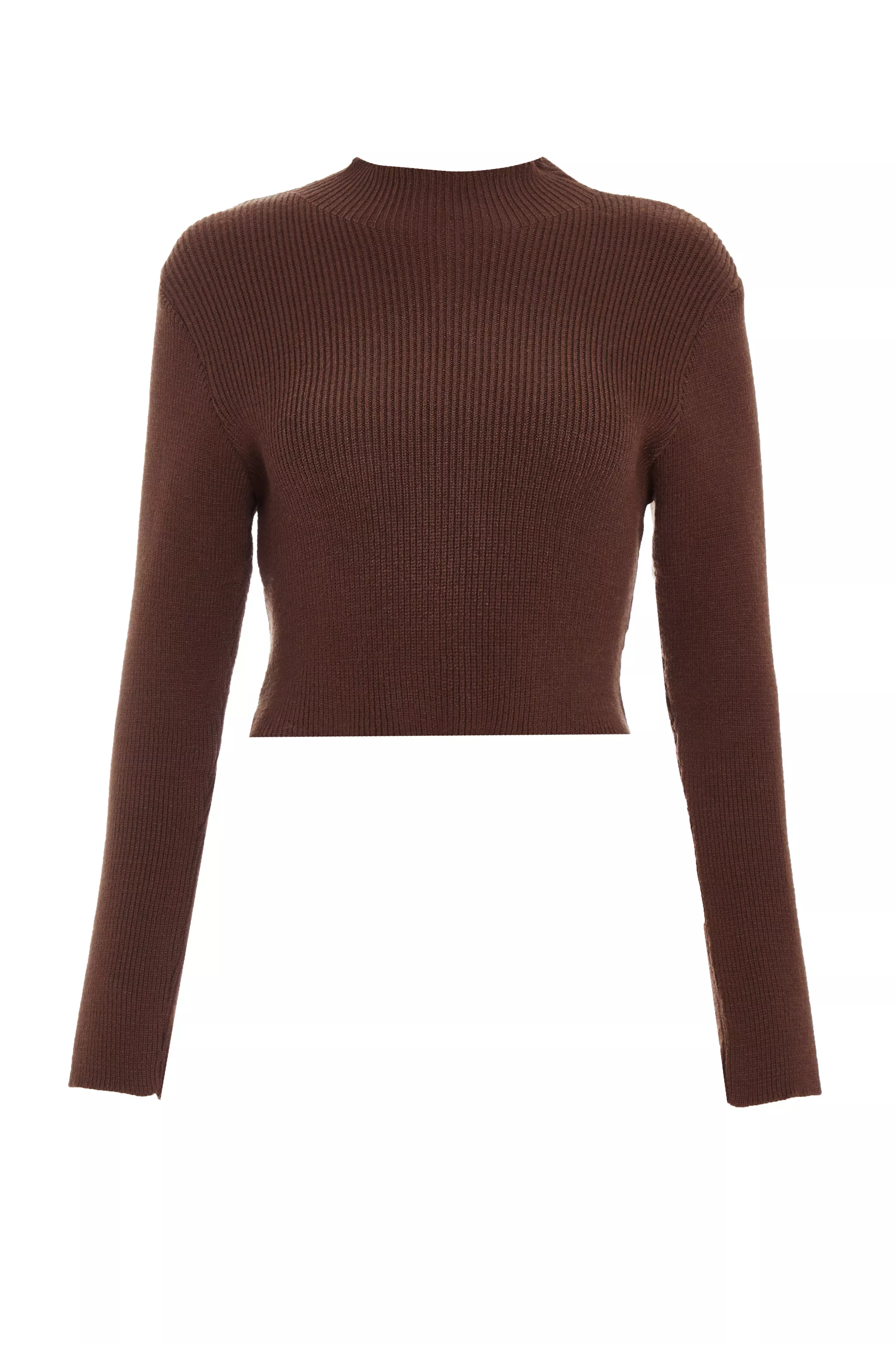 Brown Knit Turtle Neck Jumper