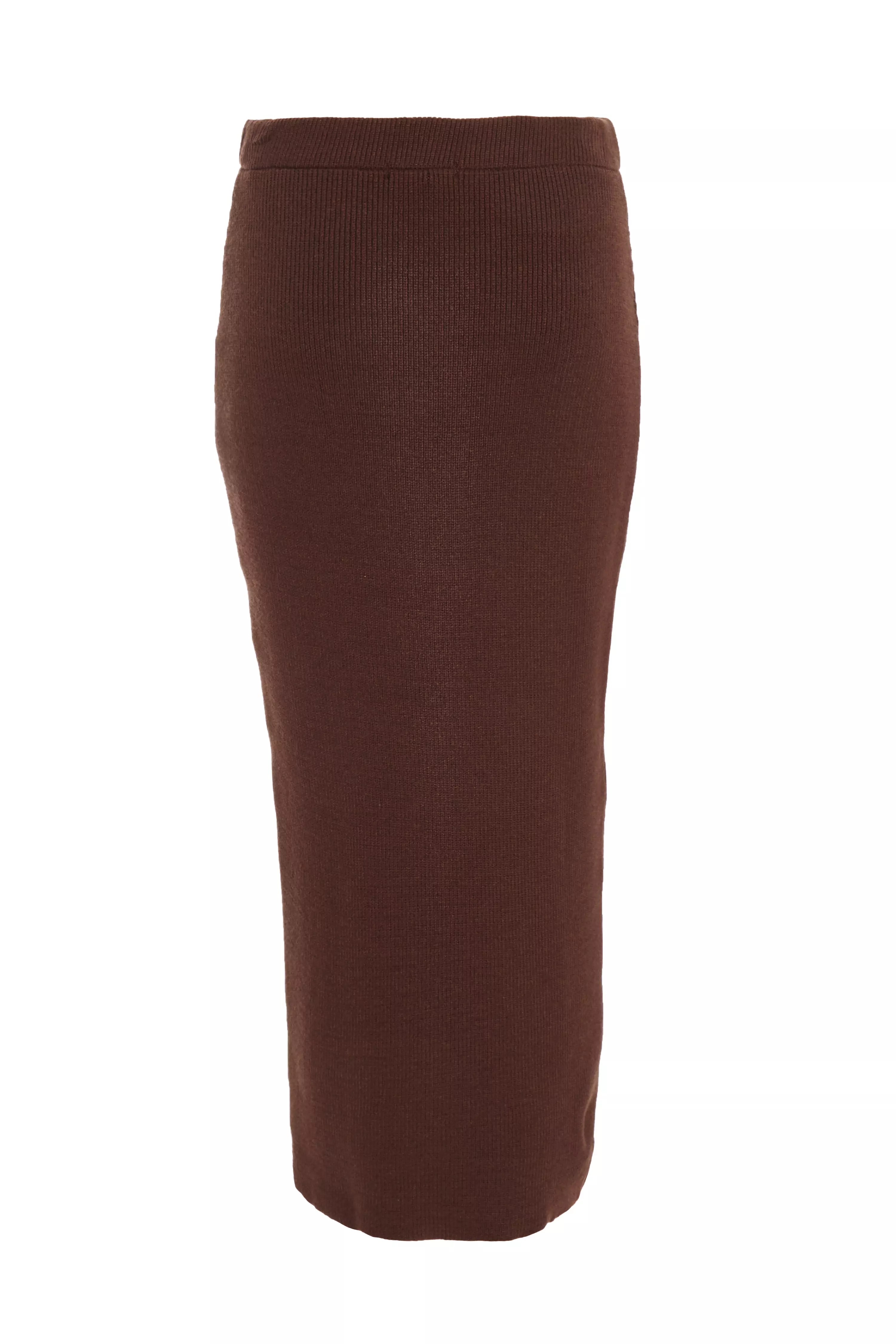 Brown Knit Midaxi Skirt