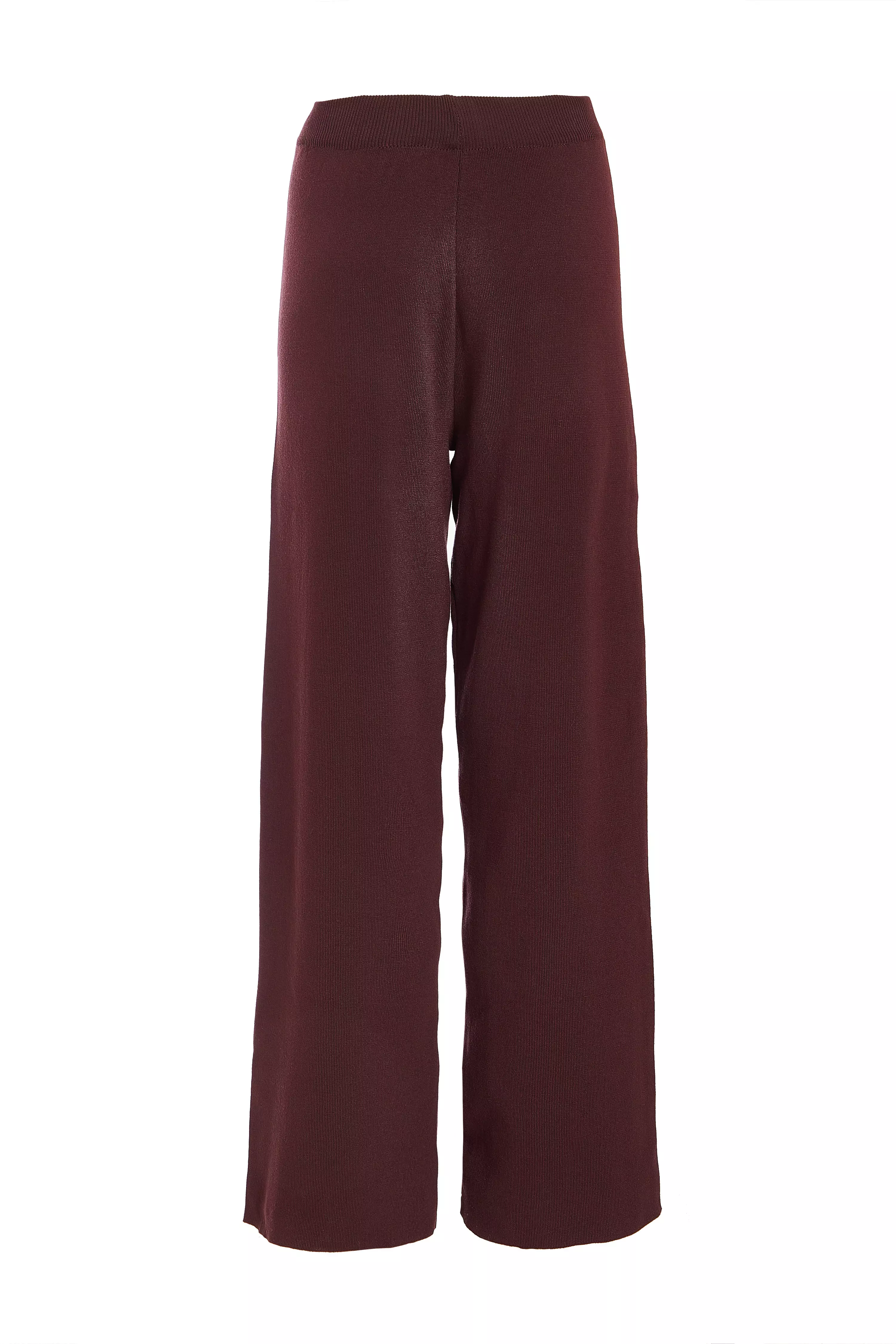 Brown Knit Wide Leg Trousers