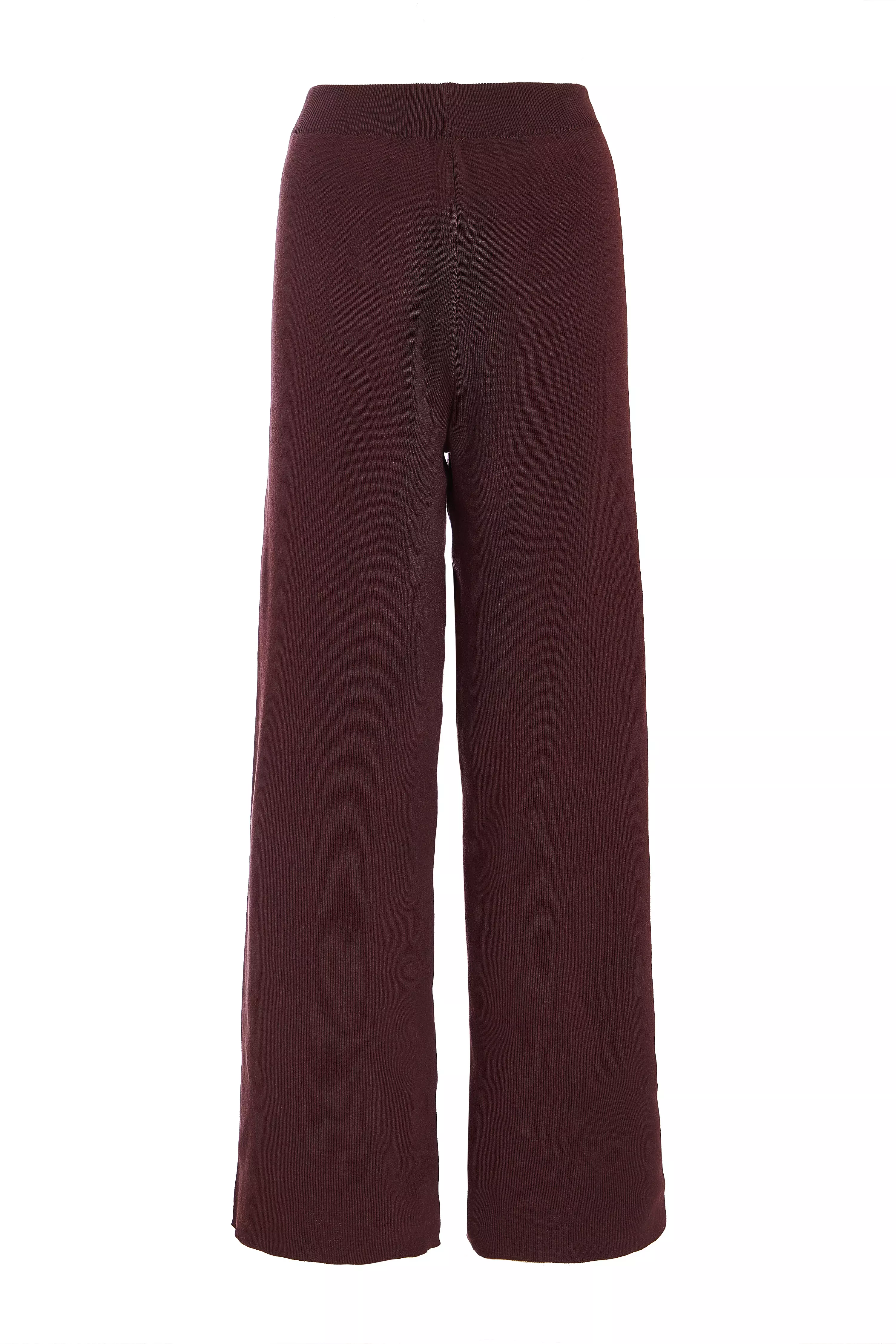 Brown Knit Wide Leg Trousers