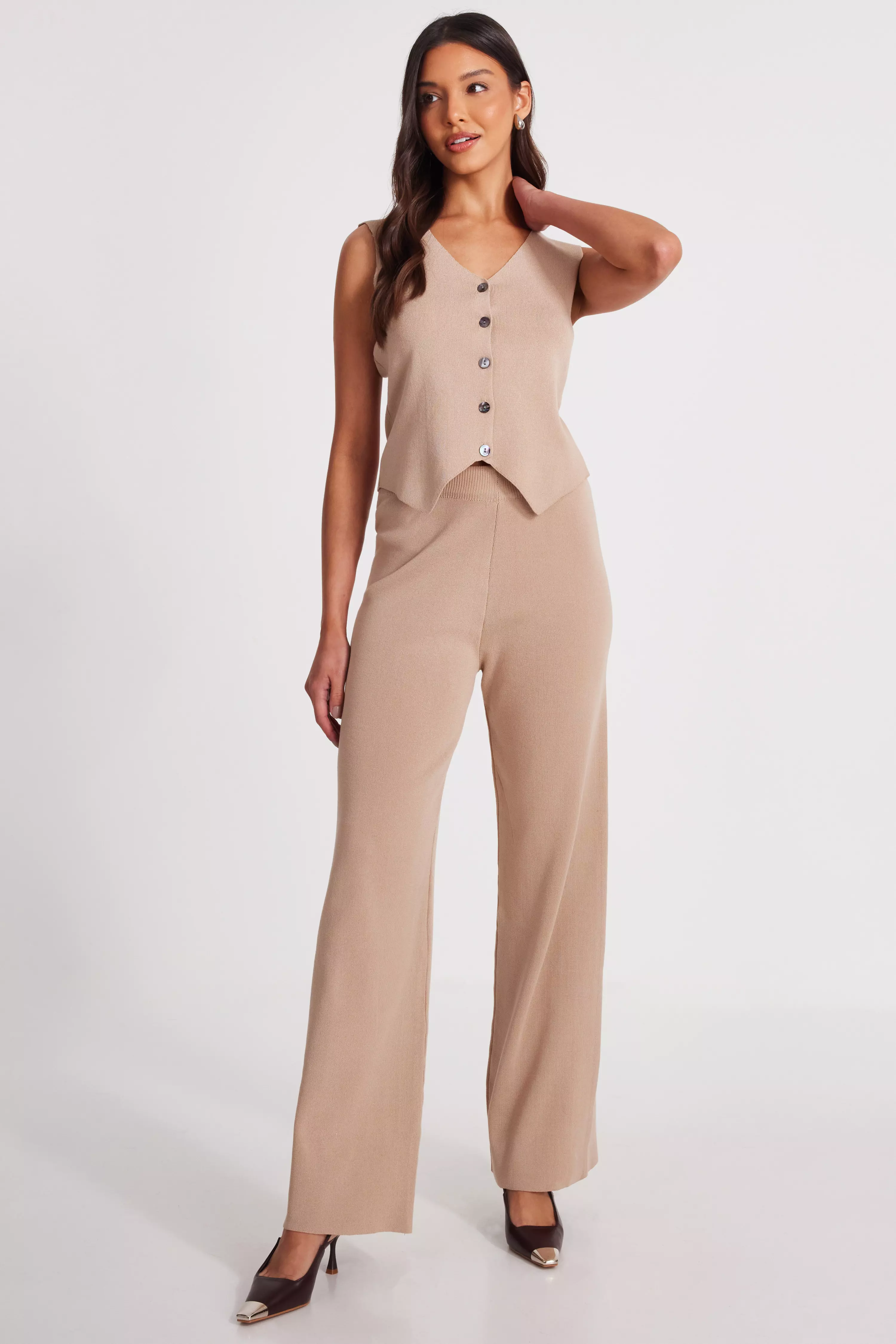 Stone Knit Wide Leg Trousers