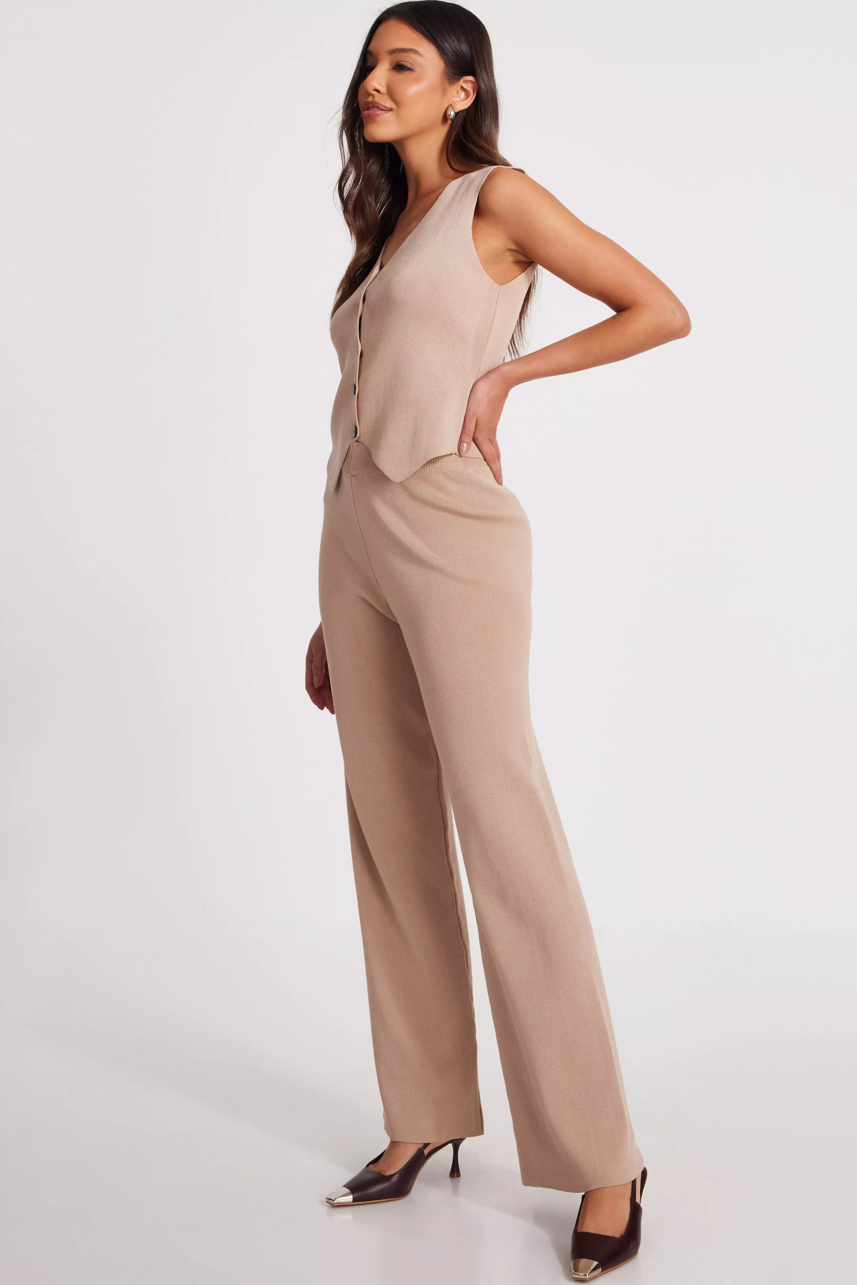 Stone Knit Wide Leg Trousers