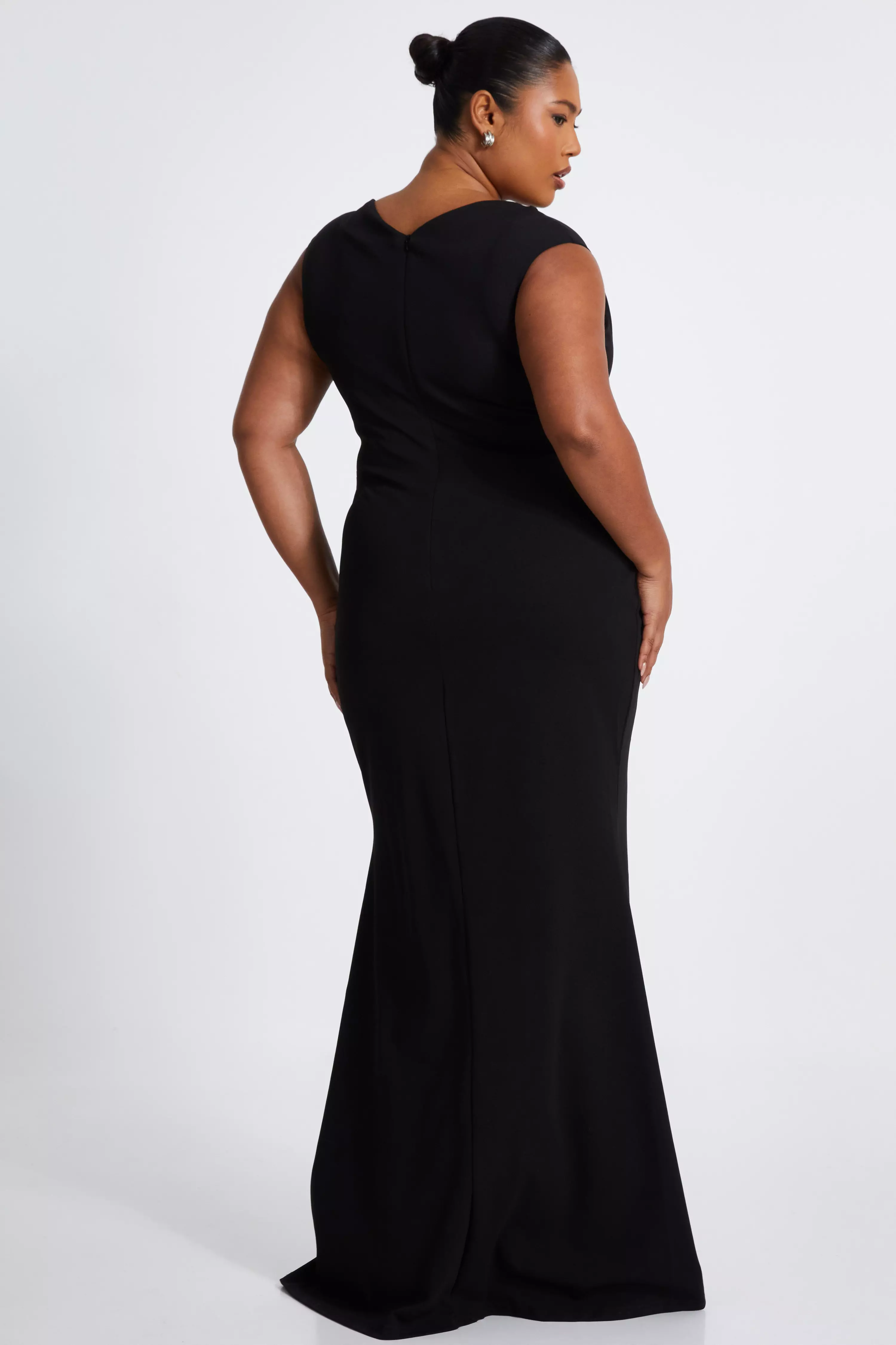 Black Bardot Fishtail Maxi Dress