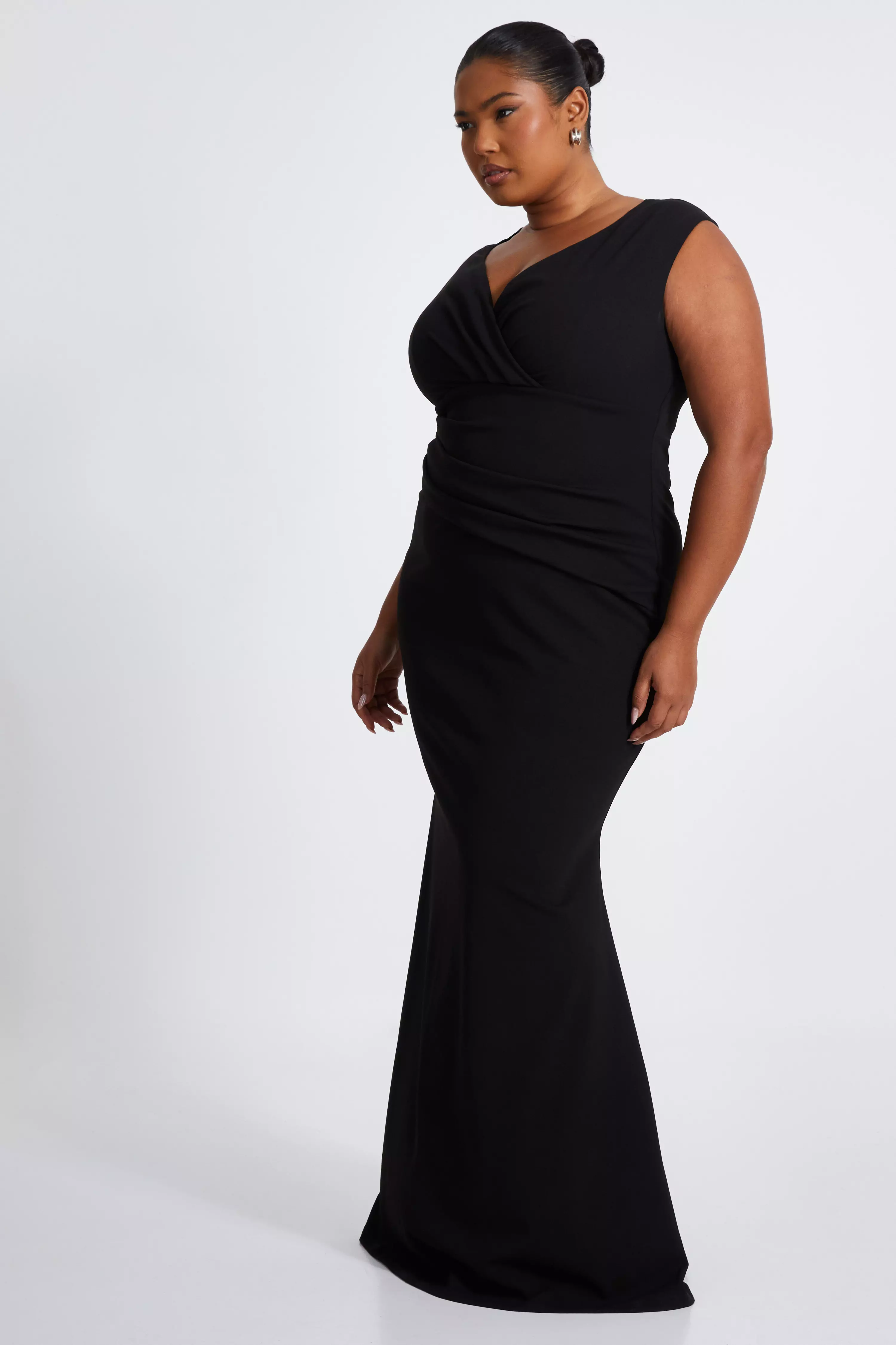 Black Bardot Fishtail Maxi Dress