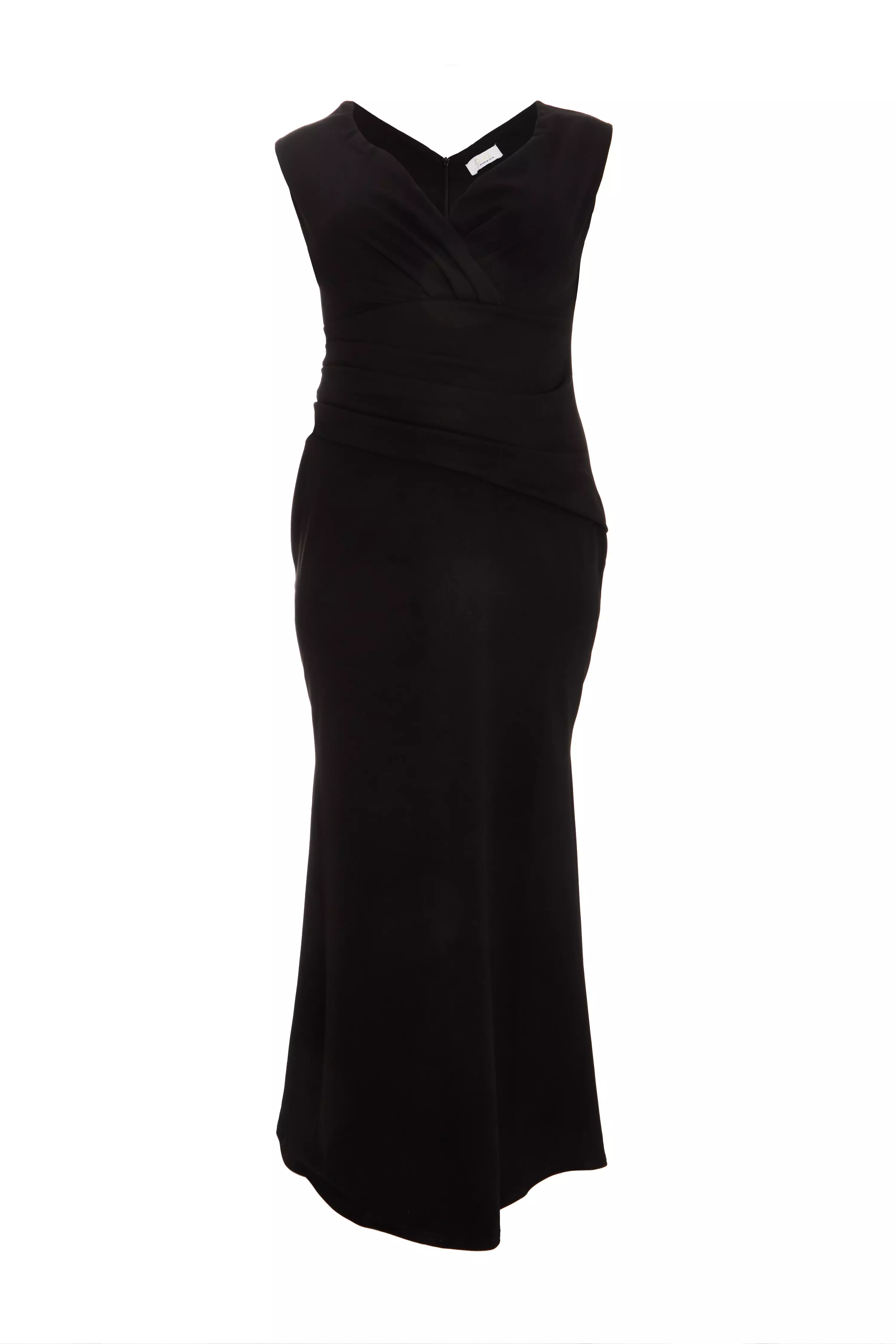 Black Bardot Fishtail Maxi Dress