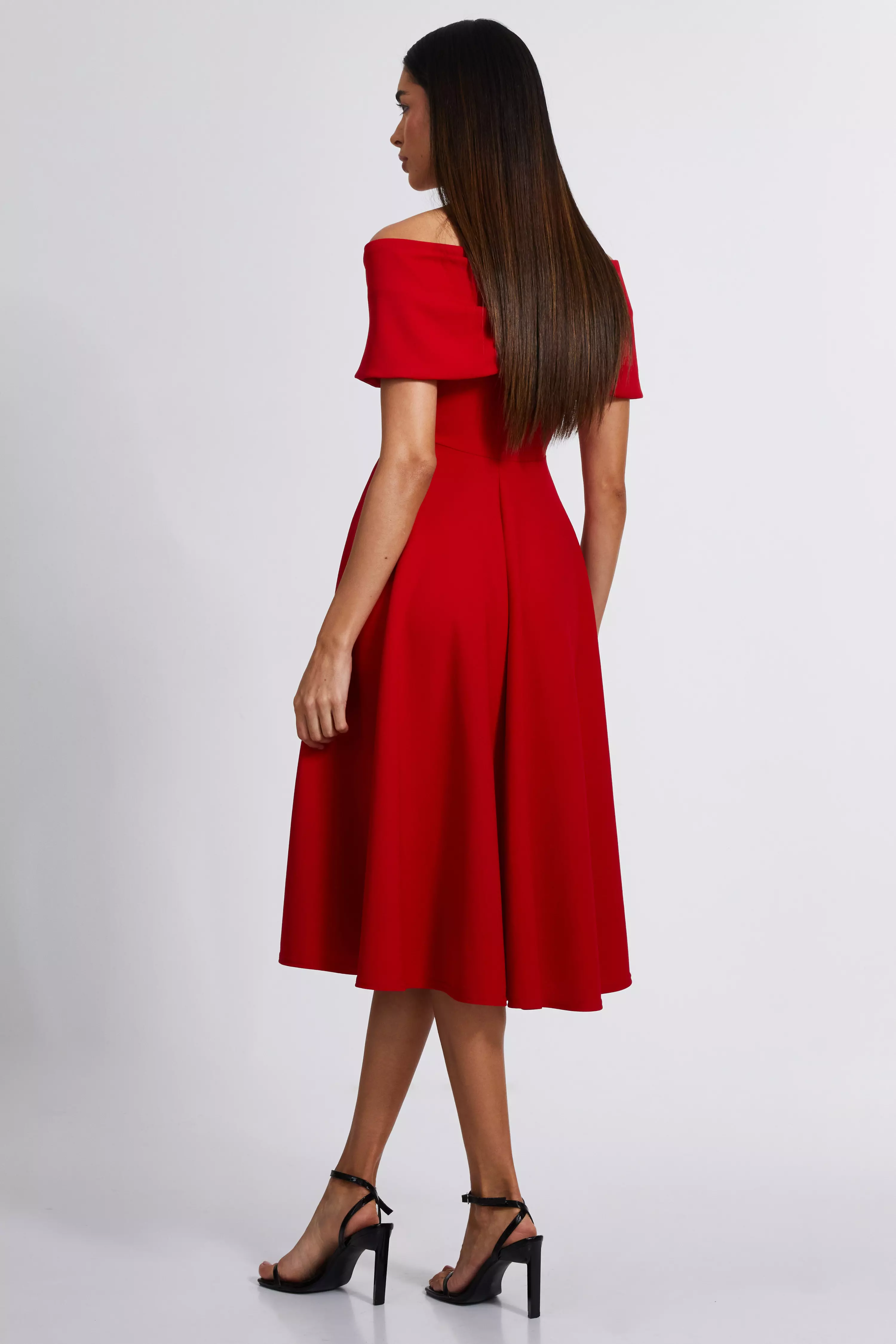 Red Skater Midi Dress