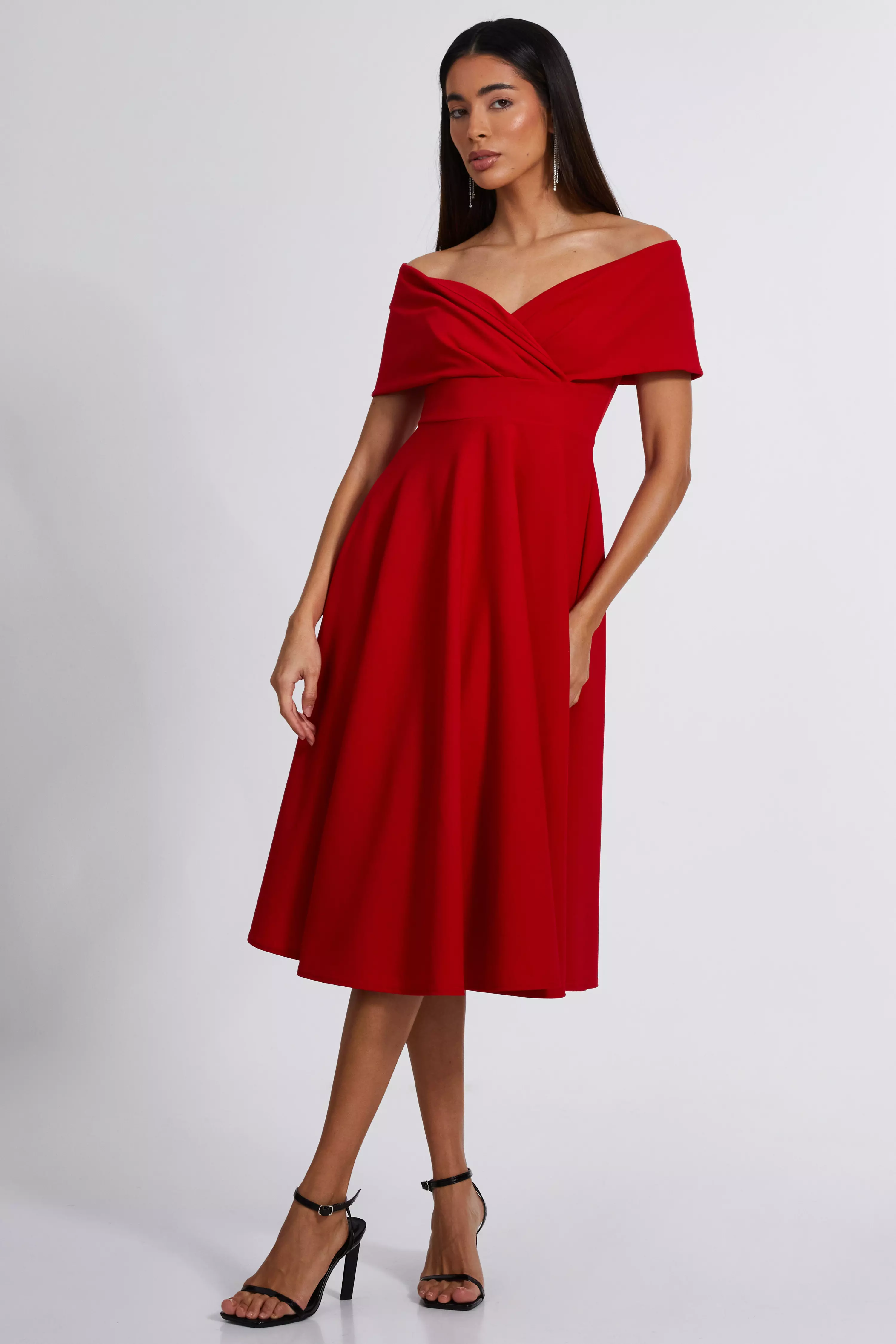 Red Skater Midi Dress