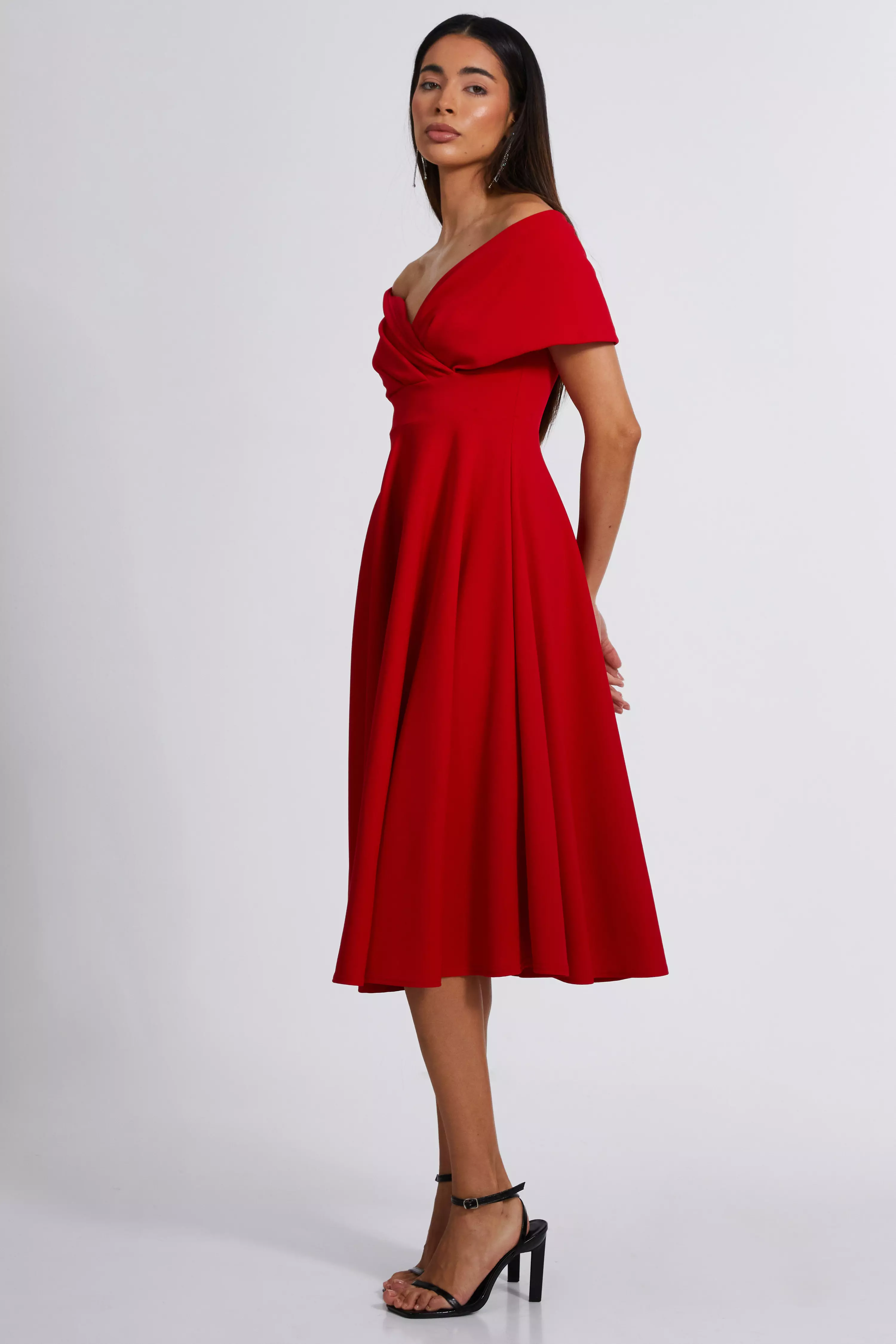 Red Skater Midi Dress