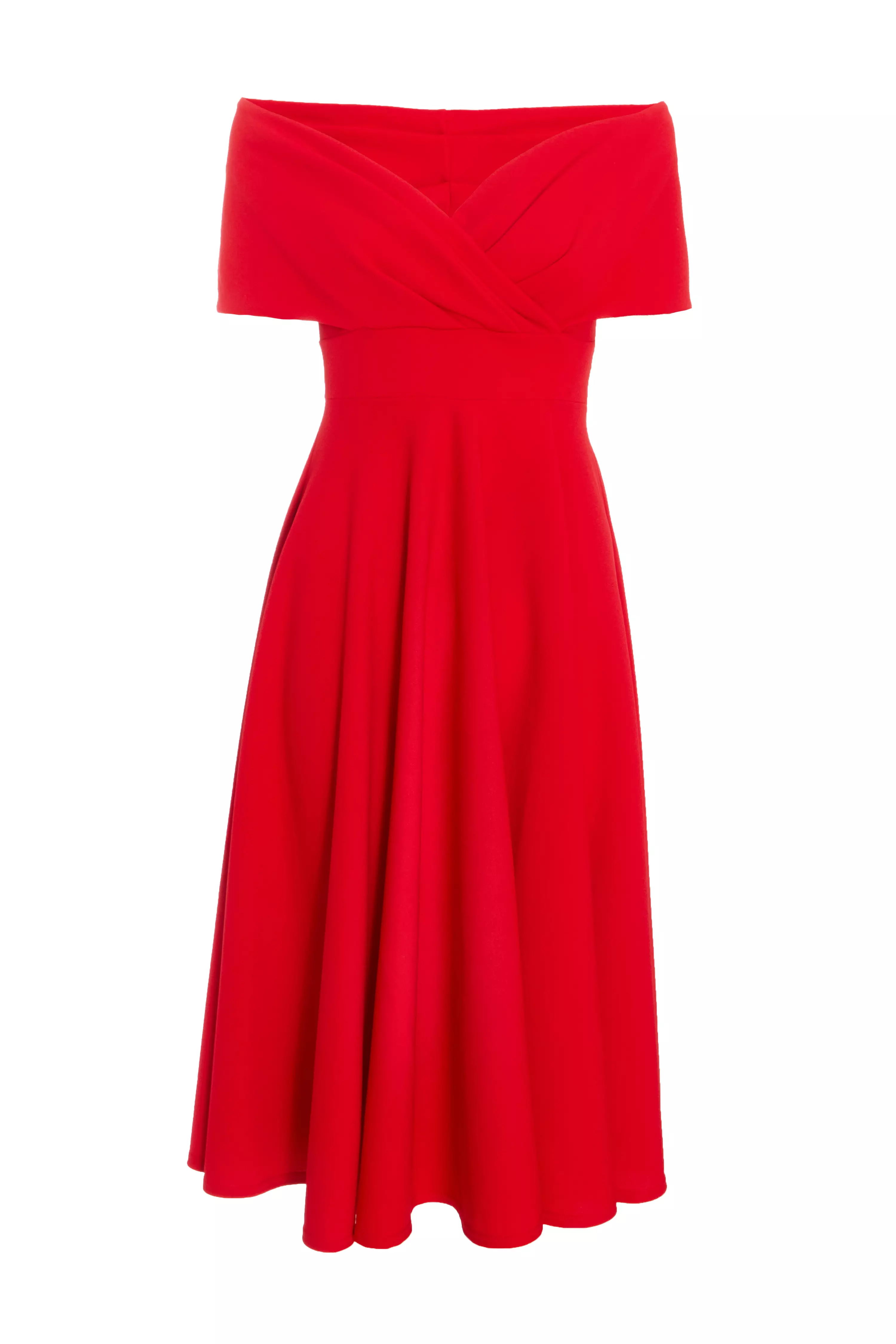 Red Skater Midi Dress