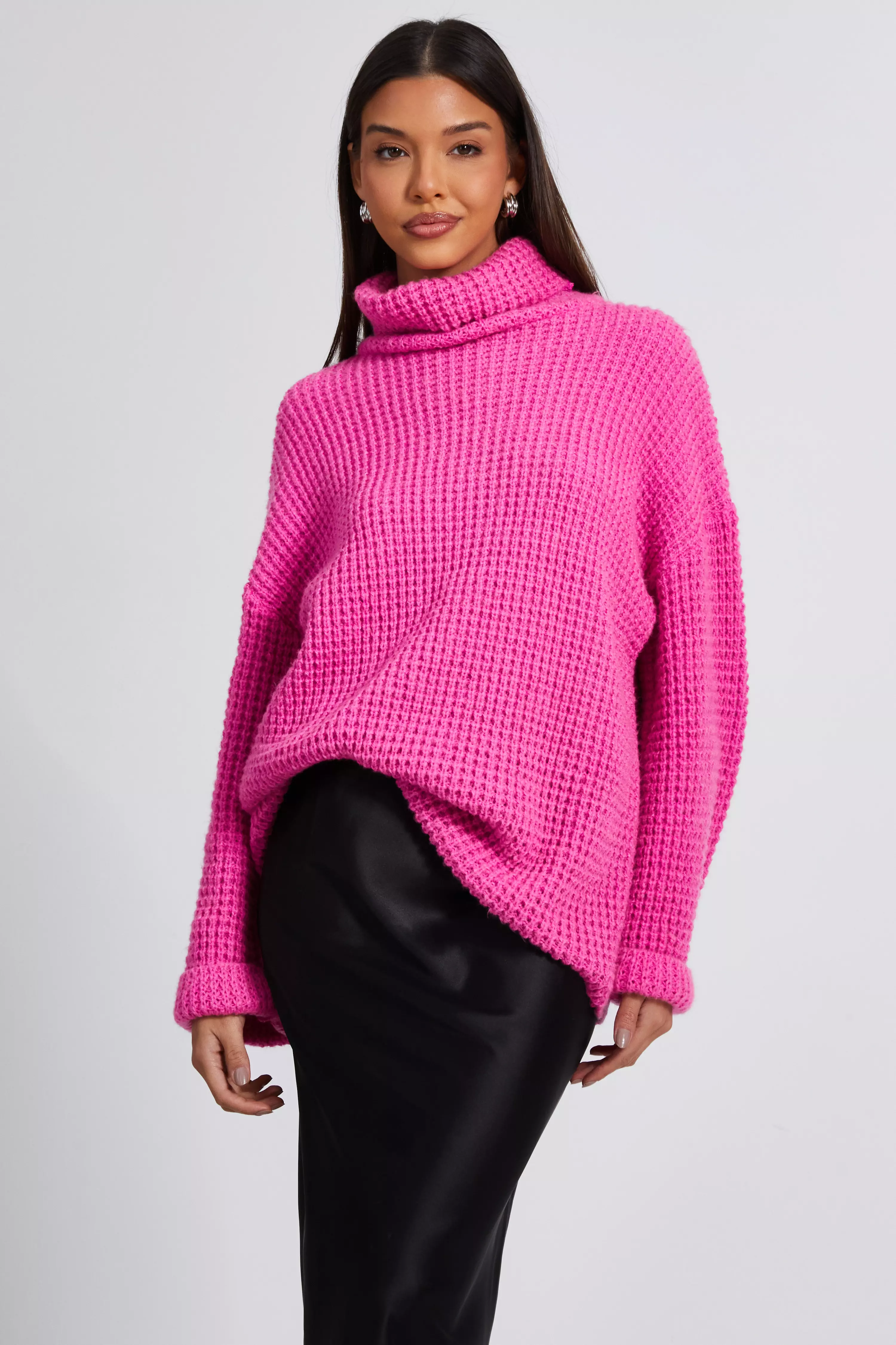 Pink Knitted Roll Neck Jumper