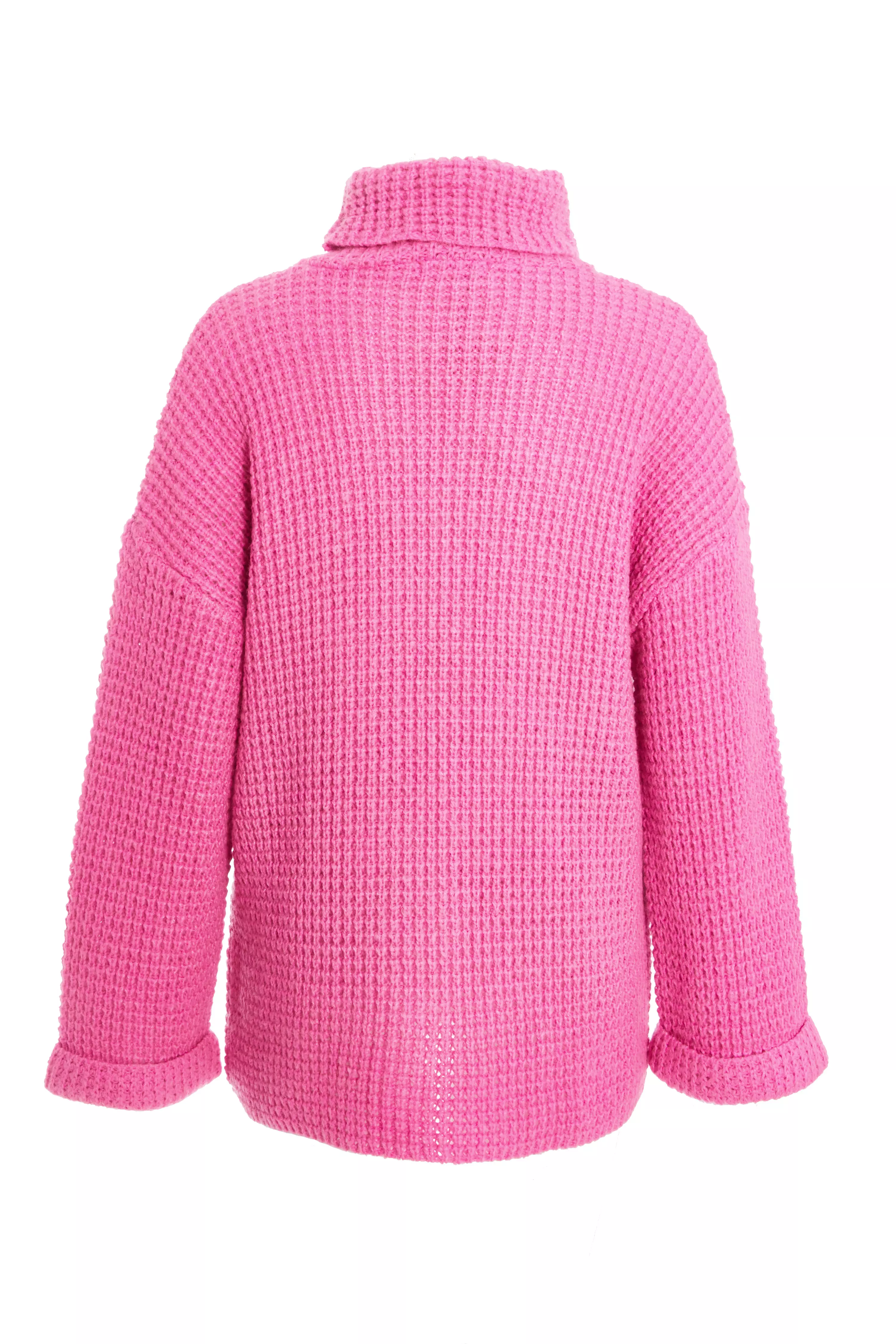 Pink Knitted Roll Neck Jumper